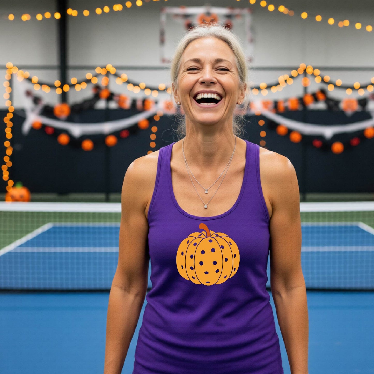 Halloween Shirt for Womens Pickleball Players Funny Pickleball Racerback Tank Top Spooky Season Moisture-Wicking