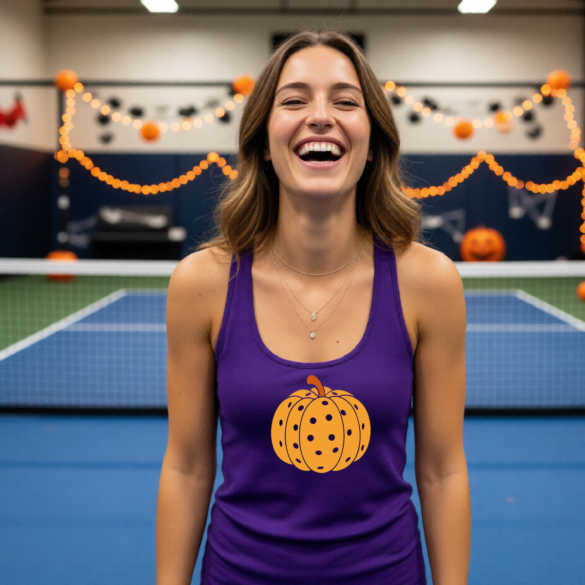 Halloween Shirt for Womens Pickleball Players Funny Pickleball Racerback Tank Top Spooky Season Moisture-Wicking