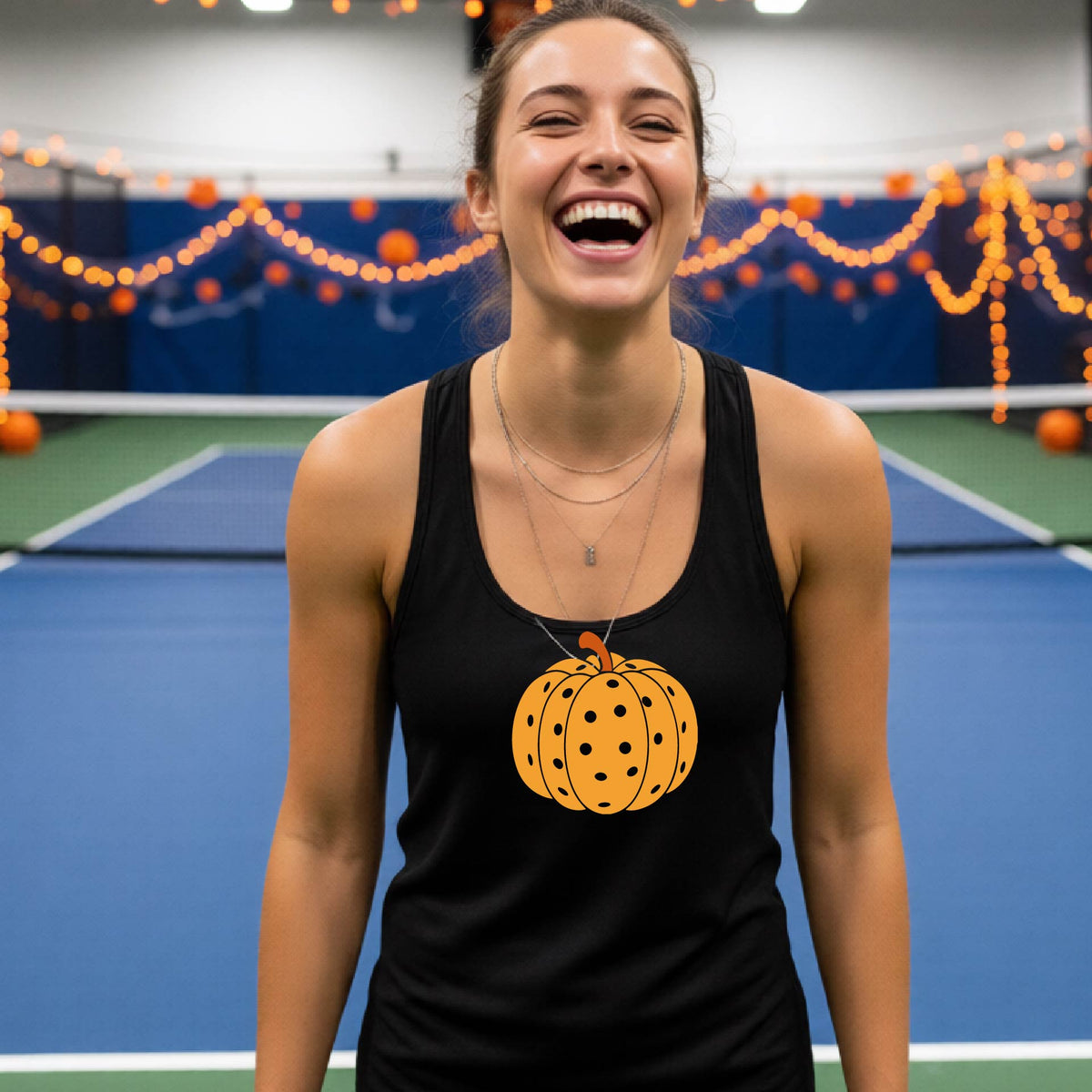 Halloween Shirt for Womens Pickleball Players Funny Pickleball Racerback Tank Top Spooky Season Moisture-Wicking