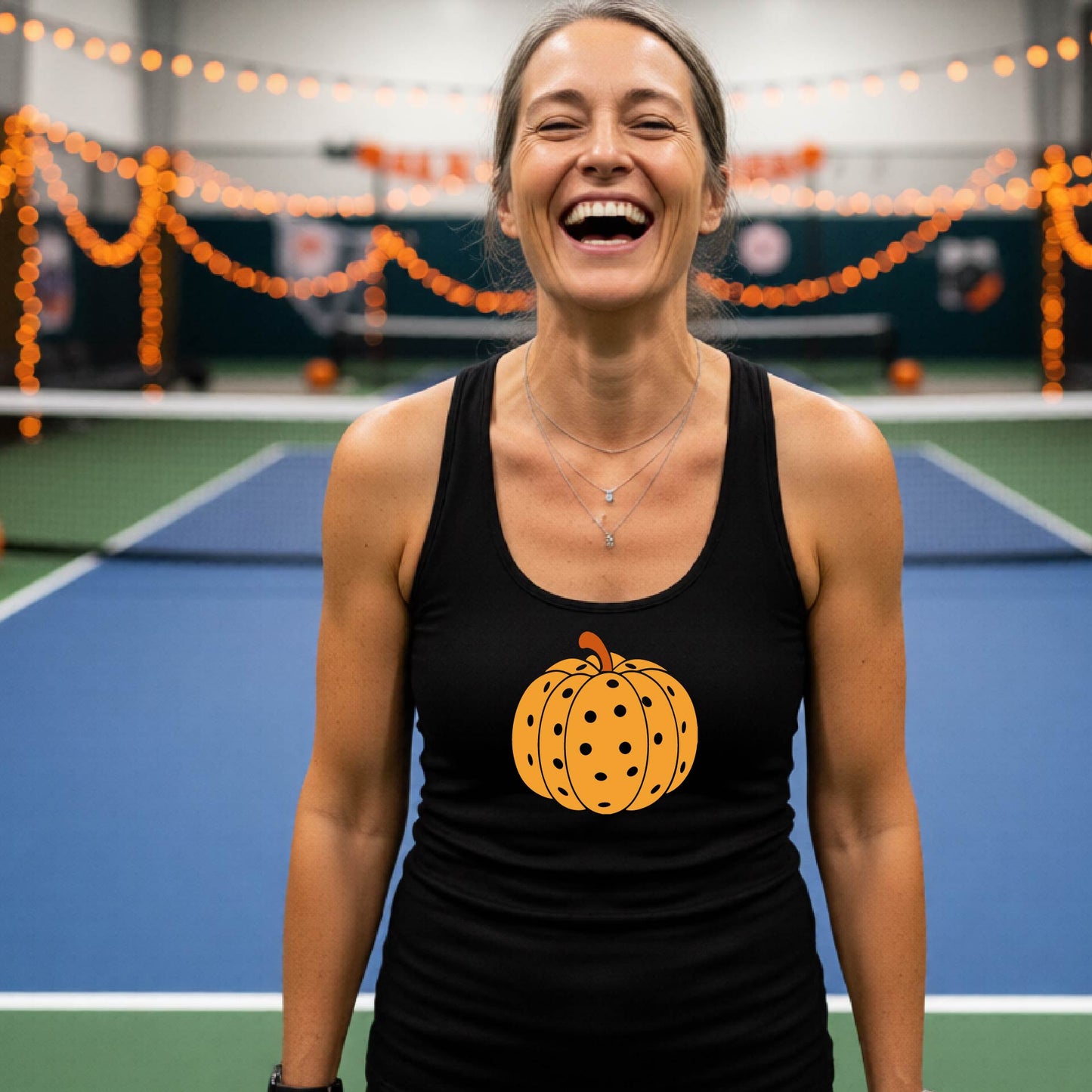 Halloween Shirt for Womens Pickleball Players Funny Pickleball Racerback Tank Top Spooky Season Moisture-Wicking