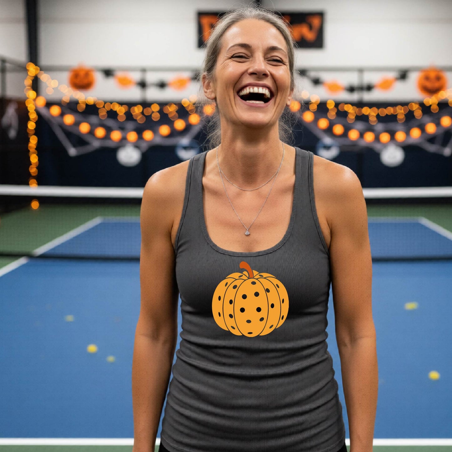Halloween Shirt for Womens Pickleball Players Funny Pickleball Racerback Tank Top Spooky Season Moisture-Wicking