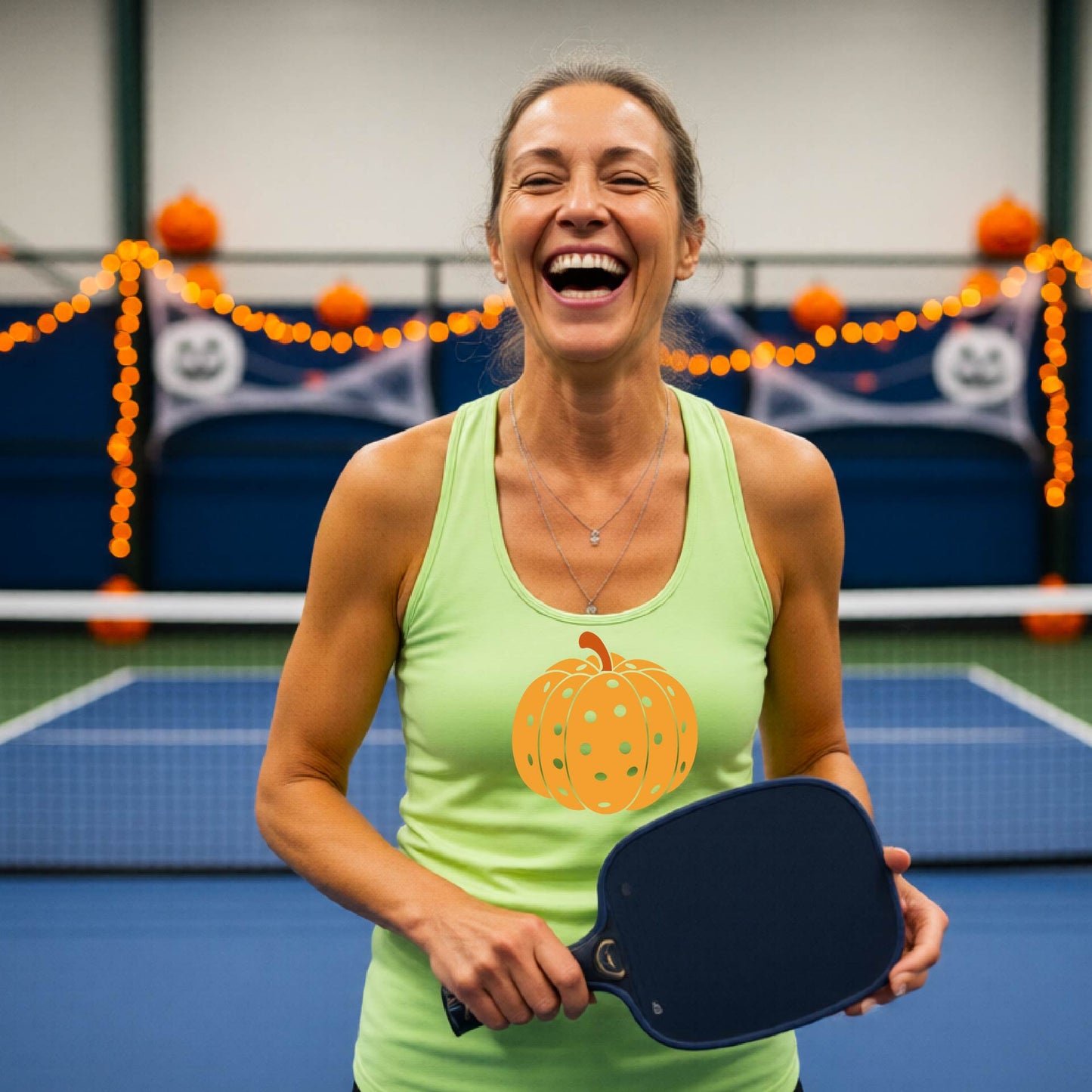 Halloween Shirt for Womens Pickleball Players Funny Pickleball Racerback Tank Top Spooky Season Moisture-Wicking