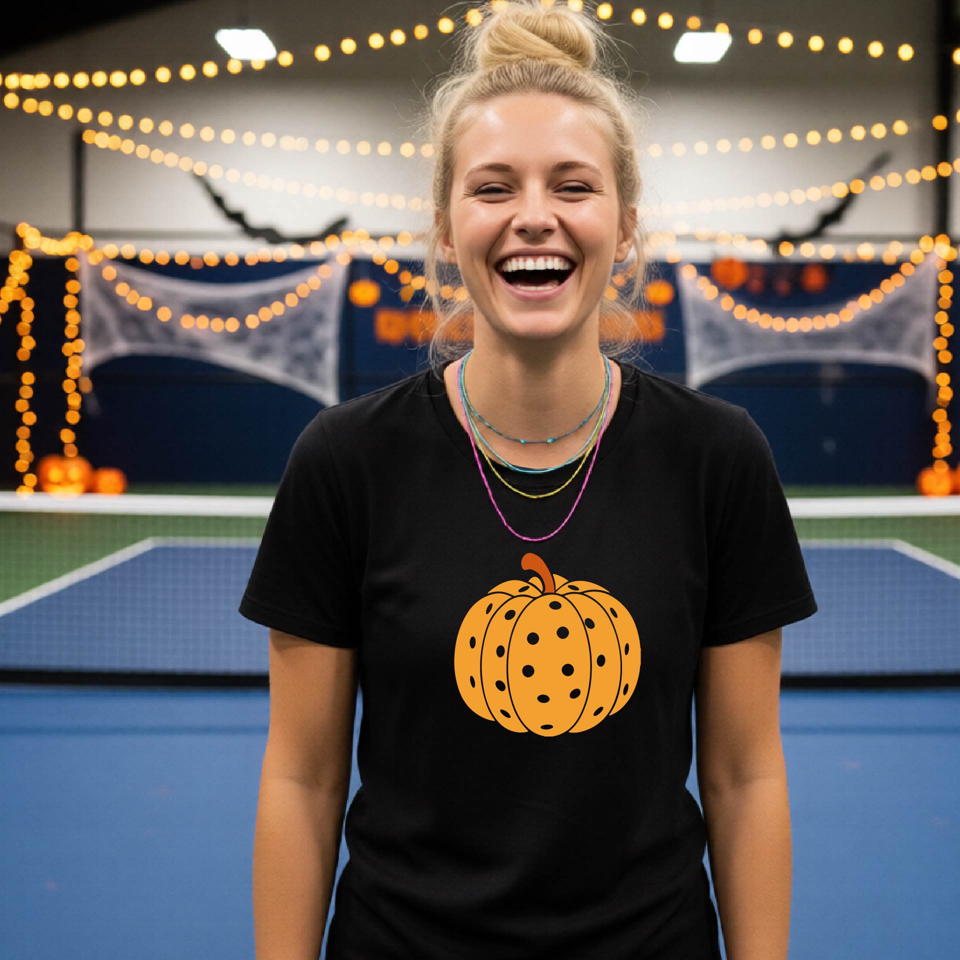 Pickleball Womens Halloween Shirt Funny Moisture-Wicking Short-Sleeve T-Shirt Spooky Season Pickleball Apparel Gift for Players