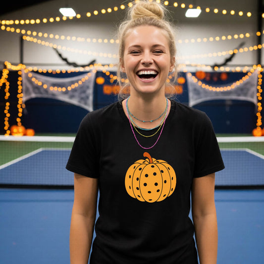 Pickleball Womens Halloween Shirt Funny Moisture-Wicking Short-Sleeve T-Shirt Spooky Season Pickleball Apparel Gift for Players