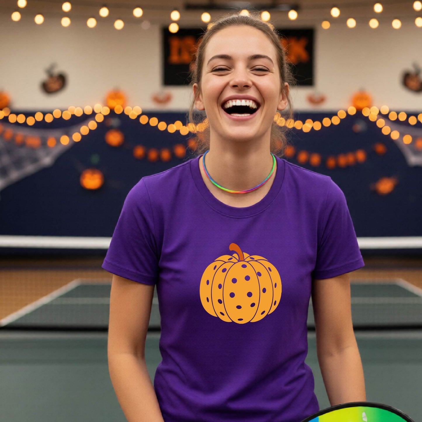 Pickleball Womens Halloween Shirt Funny Moisture-Wicking Short-Sleeve T-Shirt Spooky Season Pickleball Apparel Gift for Players