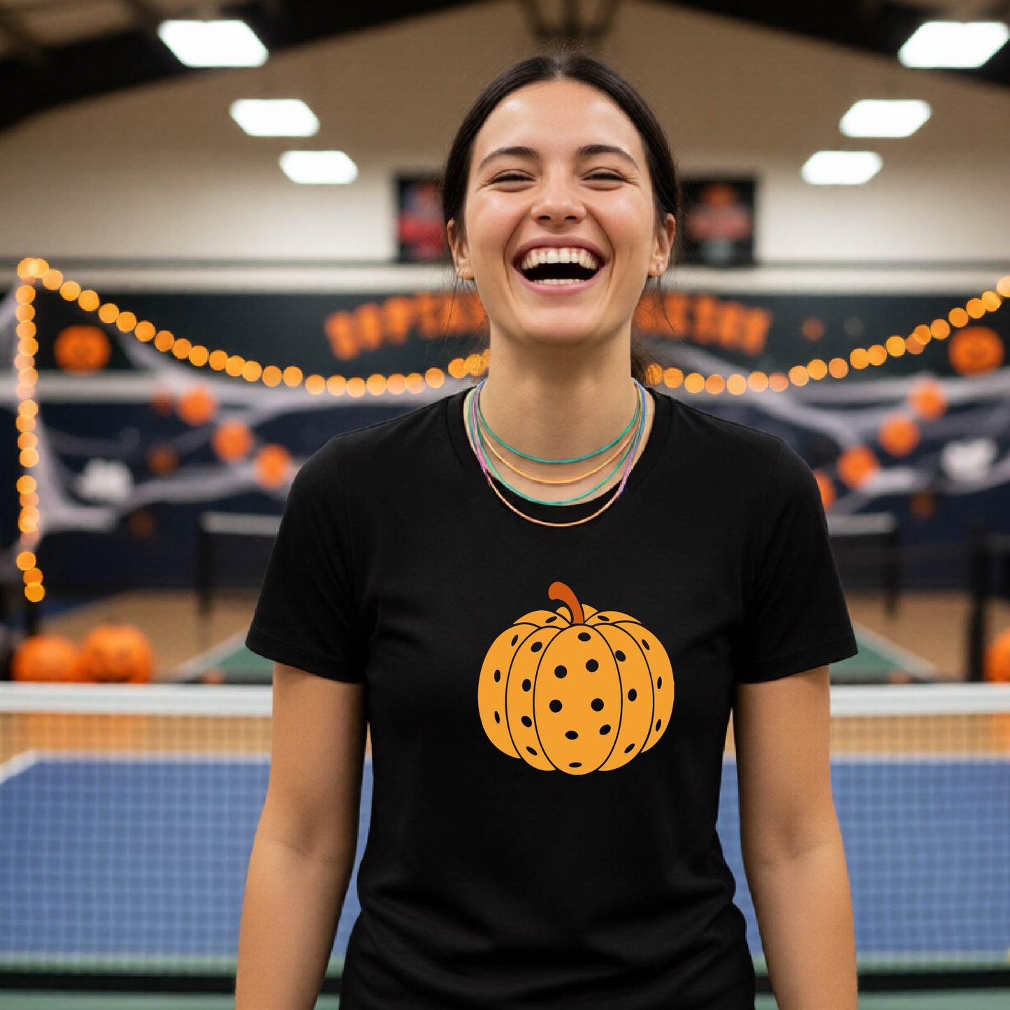 Pickleball Womens Halloween Shirt Funny Moisture-Wicking Short-Sleeve T-Shirt Spooky Season Pickleball Apparel Gift for Players