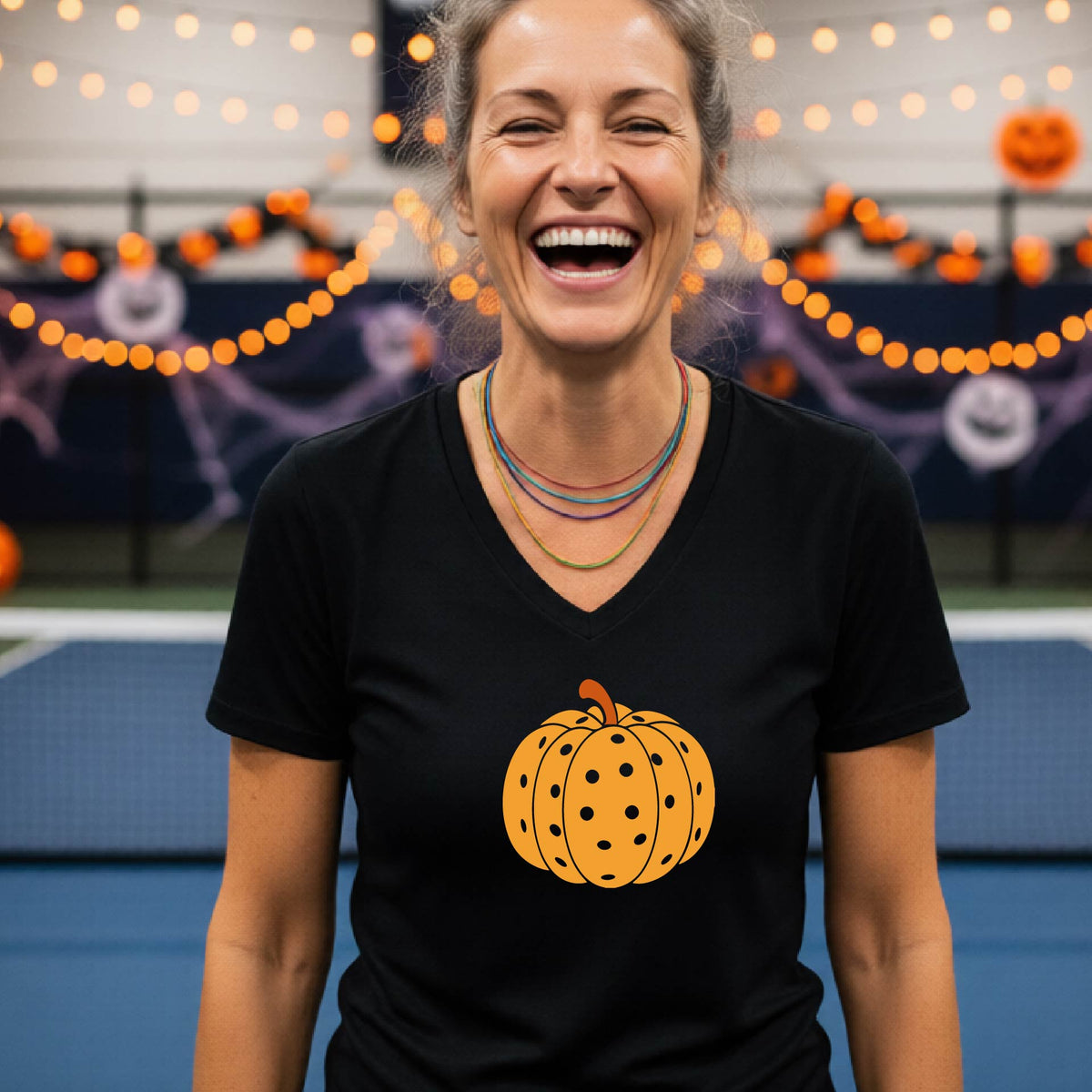 Pickleball Womens Halloween Shirt Funny Moisture-Wicking Short-Sleeve T-Shirt Spooky Season Pickleball Apparel Gift for Players