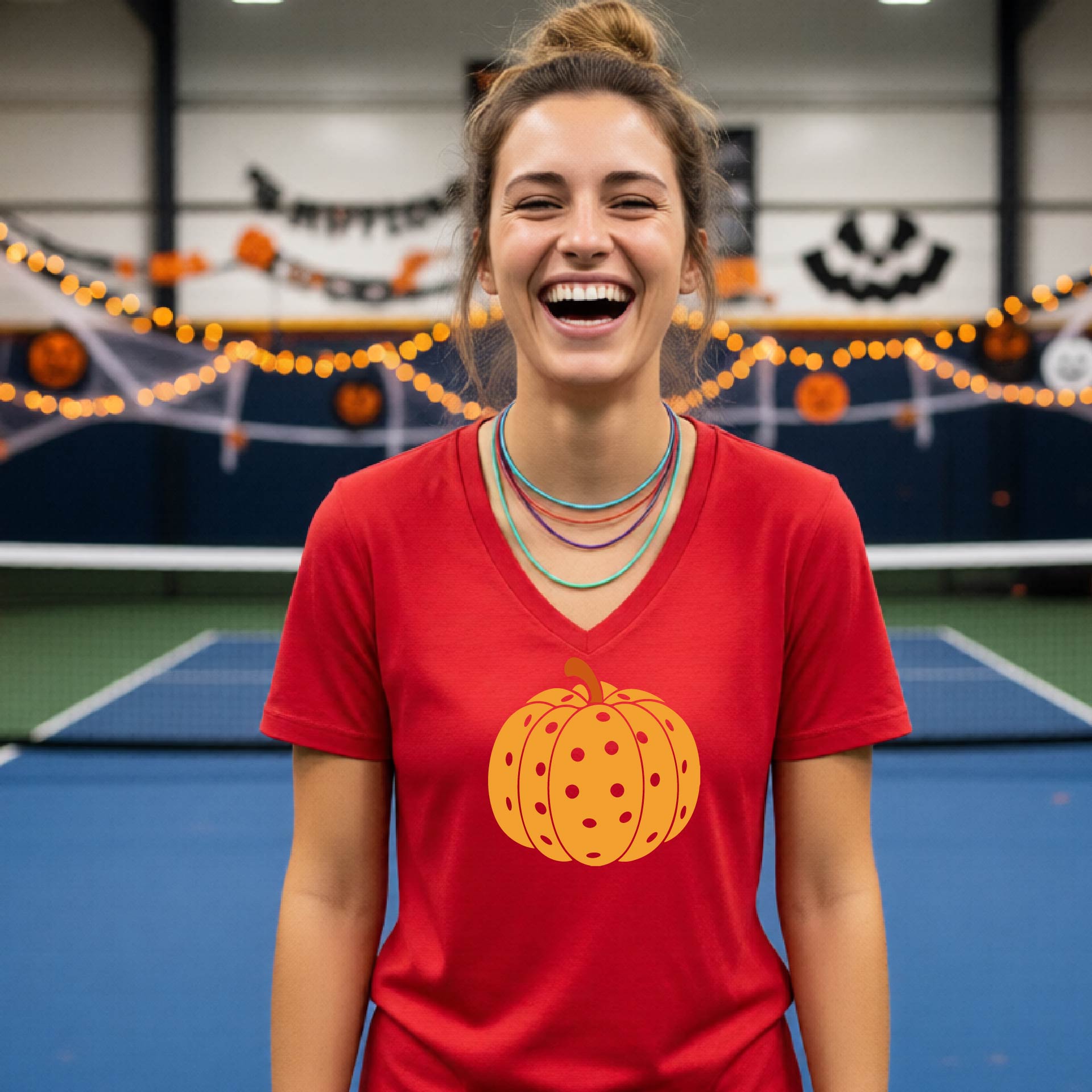 Pickleball Womens Halloween Shirt Funny Moisture-Wicking Short-Sleeve T-Shirt Spooky Season Pickleball Apparel Gift for Players