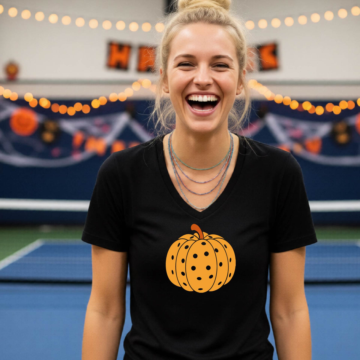 Pickleball Womens Halloween Shirt Funny Moisture-Wicking Short-Sleeve T-Shirt Spooky Season Pickleball Apparel Gift for Players