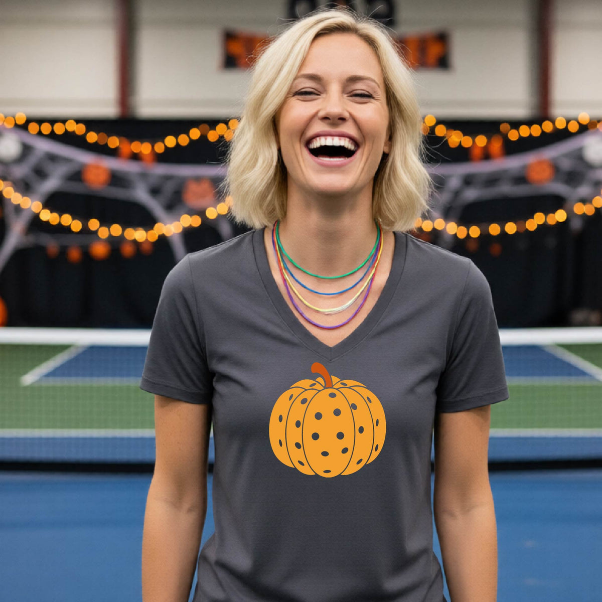 Pickleball Womens Halloween Shirt Funny Moisture-Wicking Short-Sleeve T-Shirt Spooky Season Pickleball Apparel Gift for Players