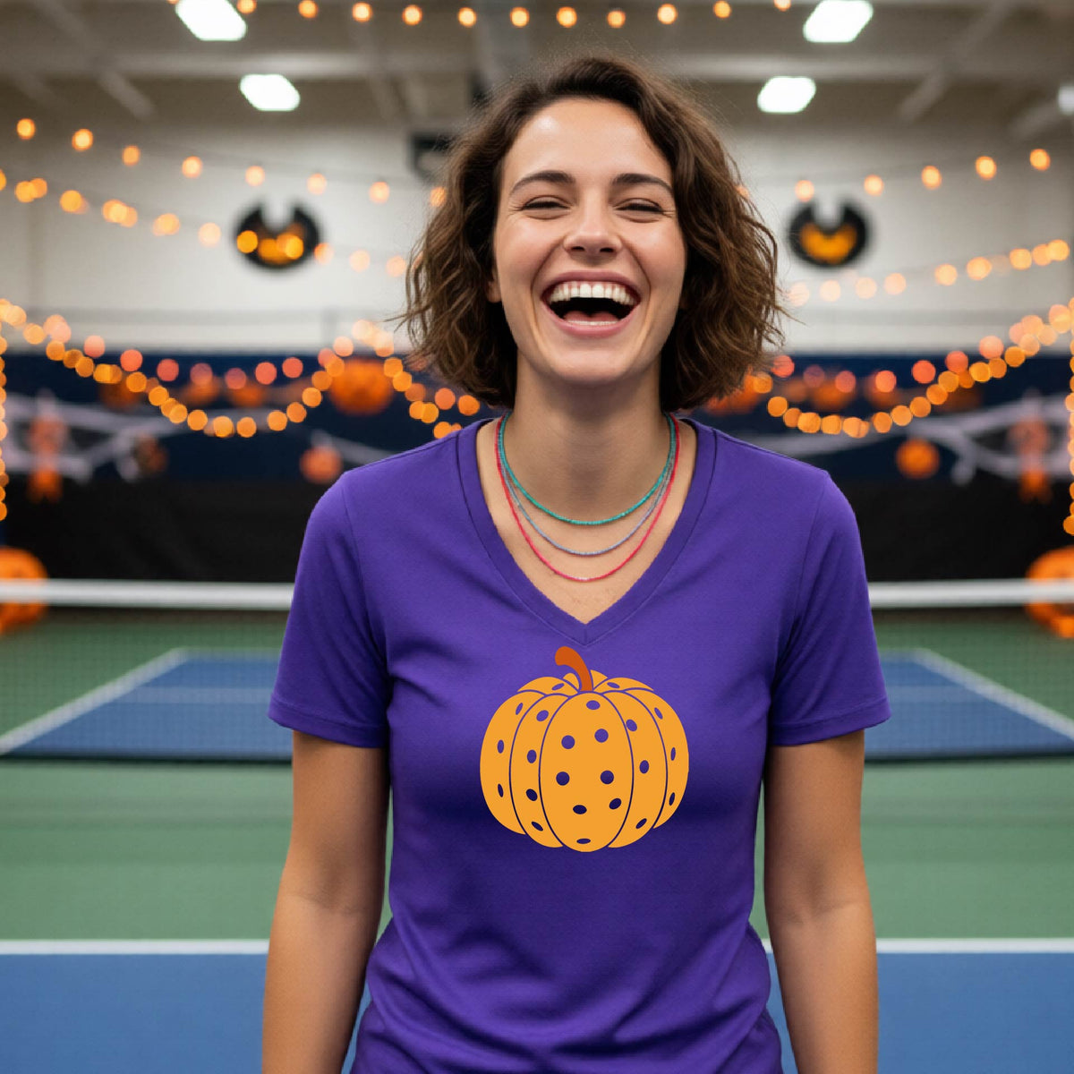 Pickleball Womens Halloween Shirt Funny Moisture-Wicking Short-Sleeve T-Shirt Spooky Season Pickleball Apparel Gift for Players