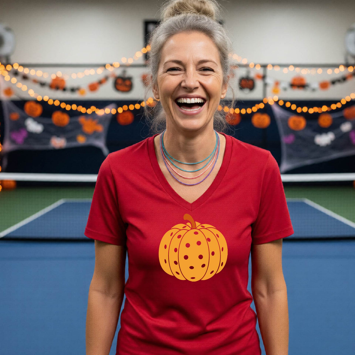 Pickleball Womens Halloween Shirt Funny Moisture-Wicking Short-Sleeve T-Shirt Spooky Season Pickleball Apparel Gift for Players