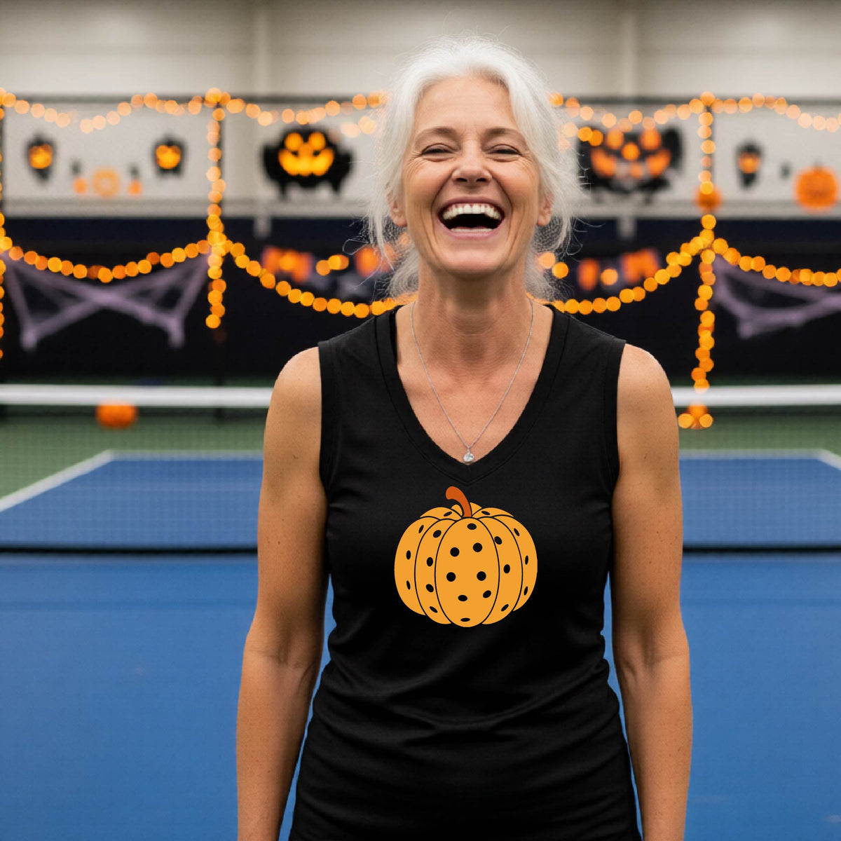 Halloween Womens Pickleball T-Shirt Funny Spooky Season Sleeveless Shirt Pickleball Performance Gift Halloween Apparel