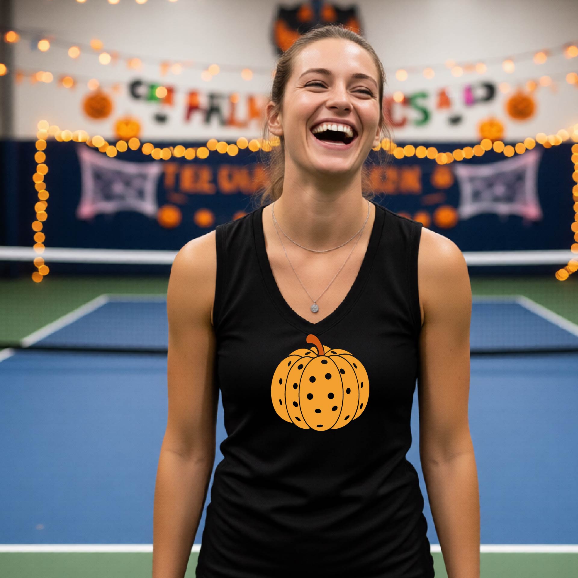Halloween Womens Pickleball T-Shirt Funny Spooky Season Sleeveless Shirt Pickleball Performance Gift Halloween Apparel