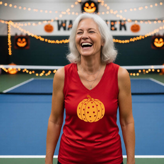 Halloween Womens Pickleball T-Shirt Funny Spooky Season Sleeveless Shirt Pickleball Performance Gift Halloween Apparel