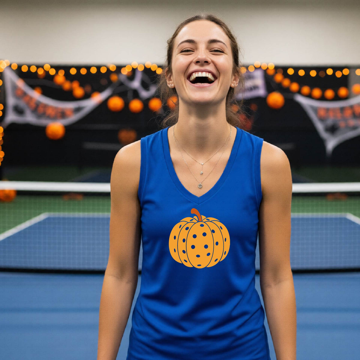 Halloween Womens Pickleball T-Shirt Funny Spooky Season Sleeveless Shirt Pickleball Performance Gift Halloween Apparel
