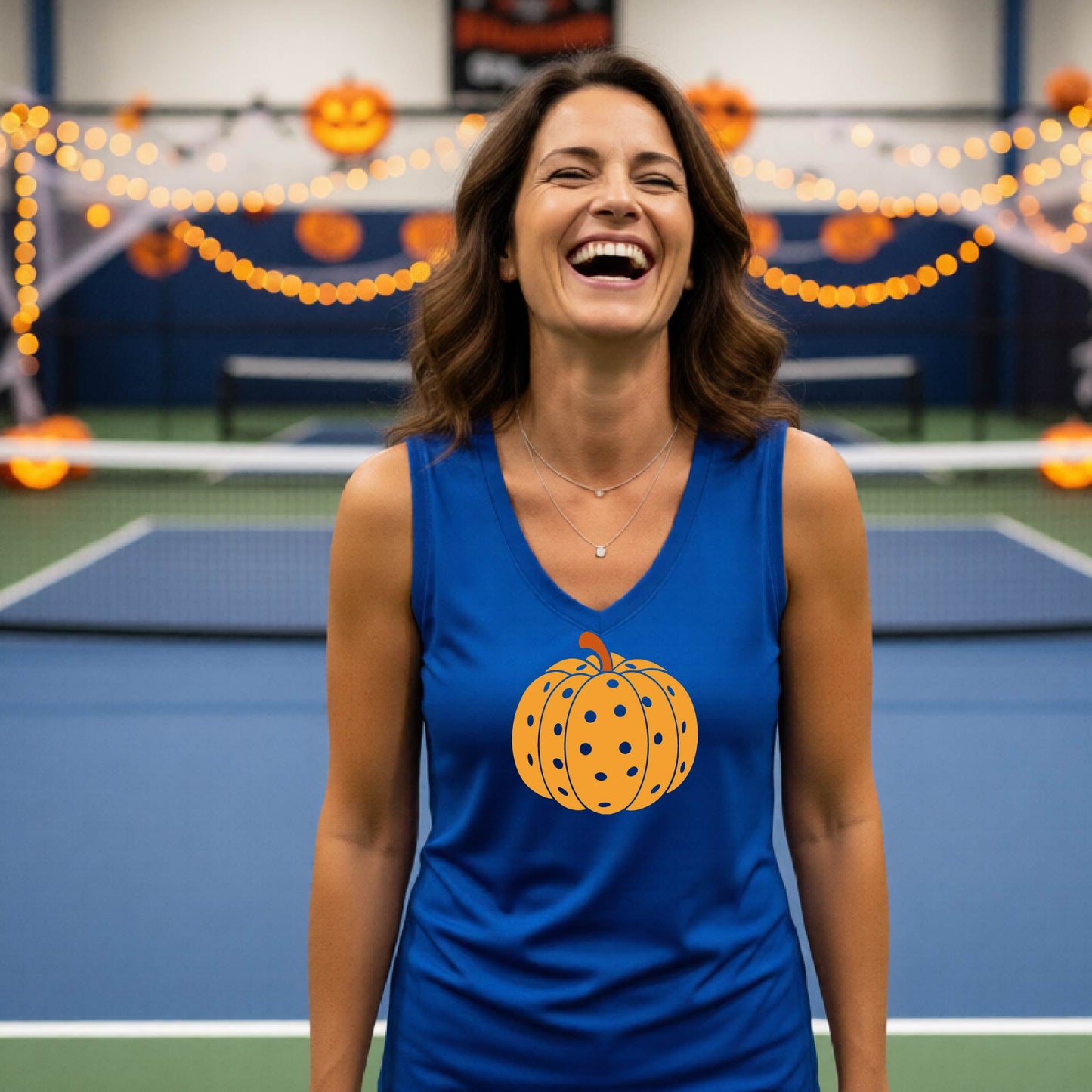 Halloween Womens Pickleball T-Shirt Funny Spooky Season Sleeveless Shirt Pickleball Performance Gift Halloween Apparel