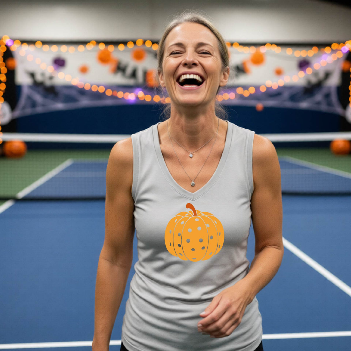 Halloween Womens Pickleball T-Shirt Funny Spooky Season Sleeveless Shirt Pickleball Performance Gift Halloween Apparel