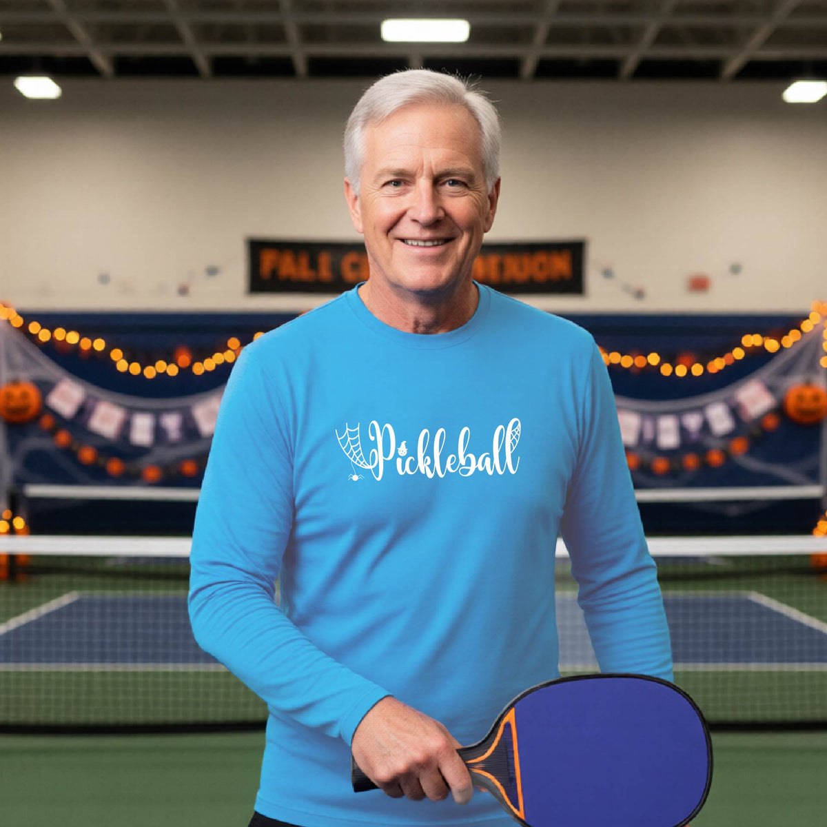 Mens Halloween Pickleball Shirt Funny Pickleball Performance Long-Sleeve T-Shirt Spooky Season Shirt Pickleball Gift
