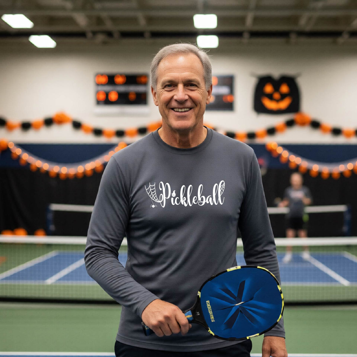 Mens Halloween Pickleball Shirt Funny Pickleball Performance Long-Sleeve T-Shirt Spooky Season Shirt Pickleball Gift