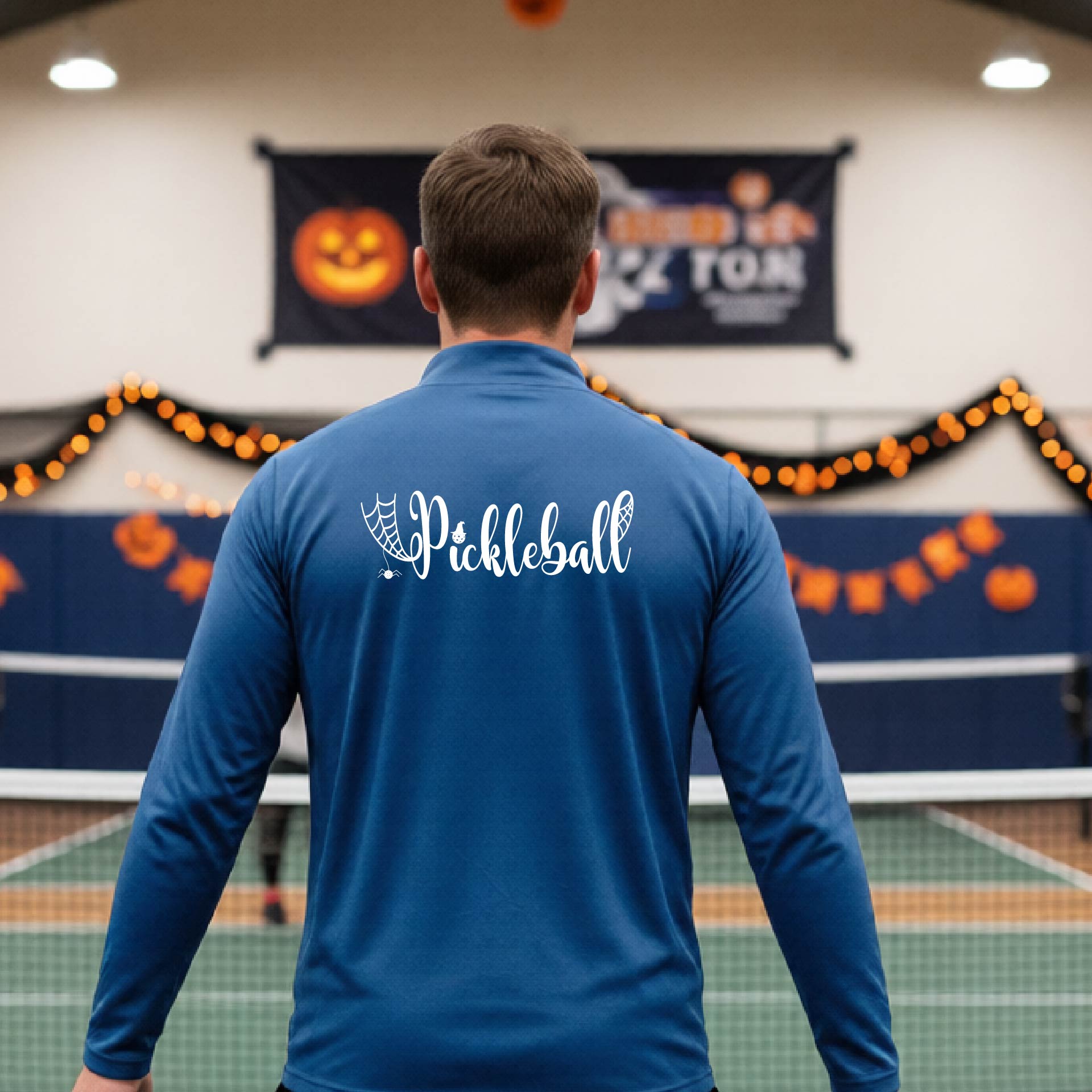 Mens Halloween Pickleball Quarter-Zip Shirt Funny Pickleball Performance Spooky Season Shirt Pickleball Gift