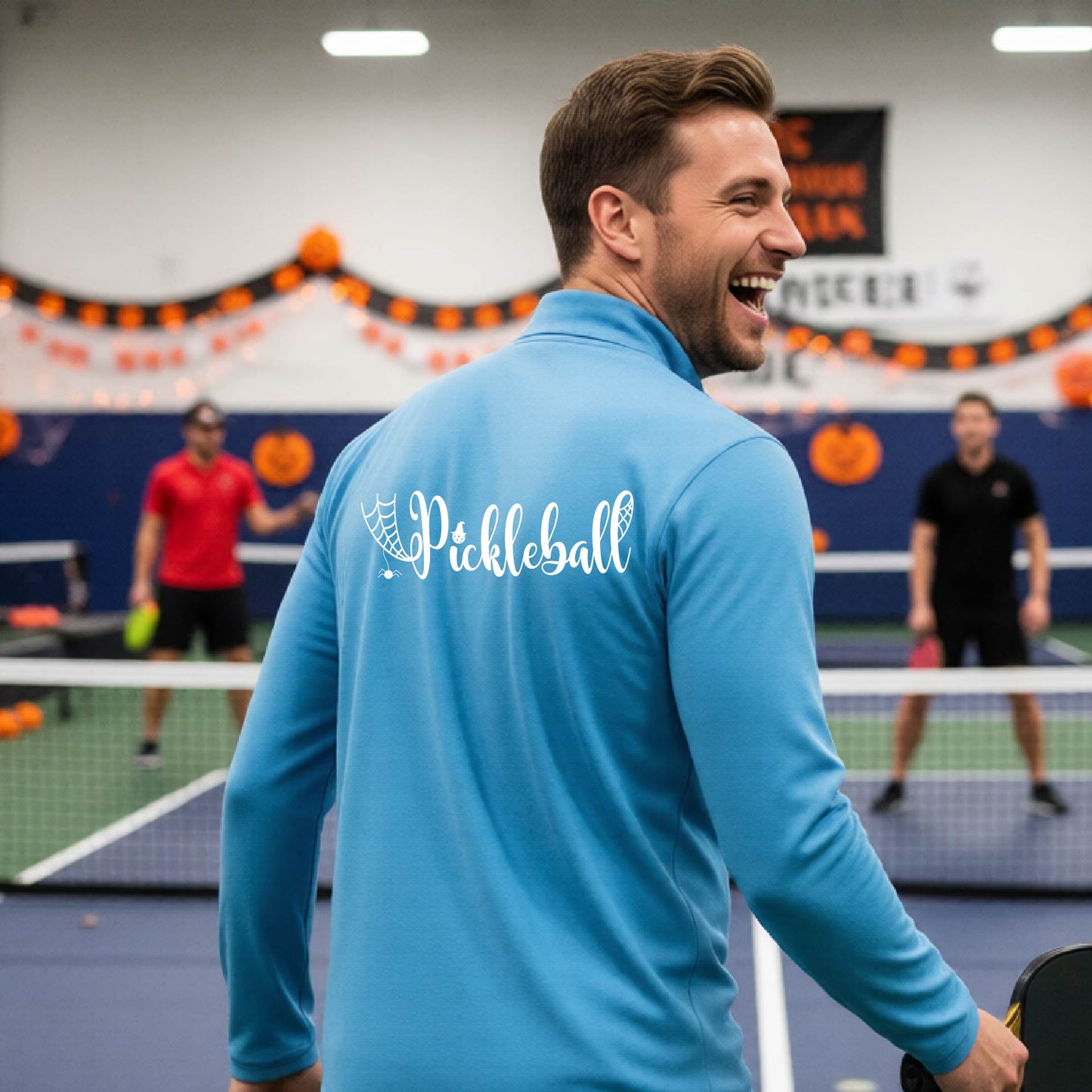 Mens Halloween Pickleball Quarter-Zip Shirt Funny Pickleball Performance Spooky Season Shirt Pickleball Gift