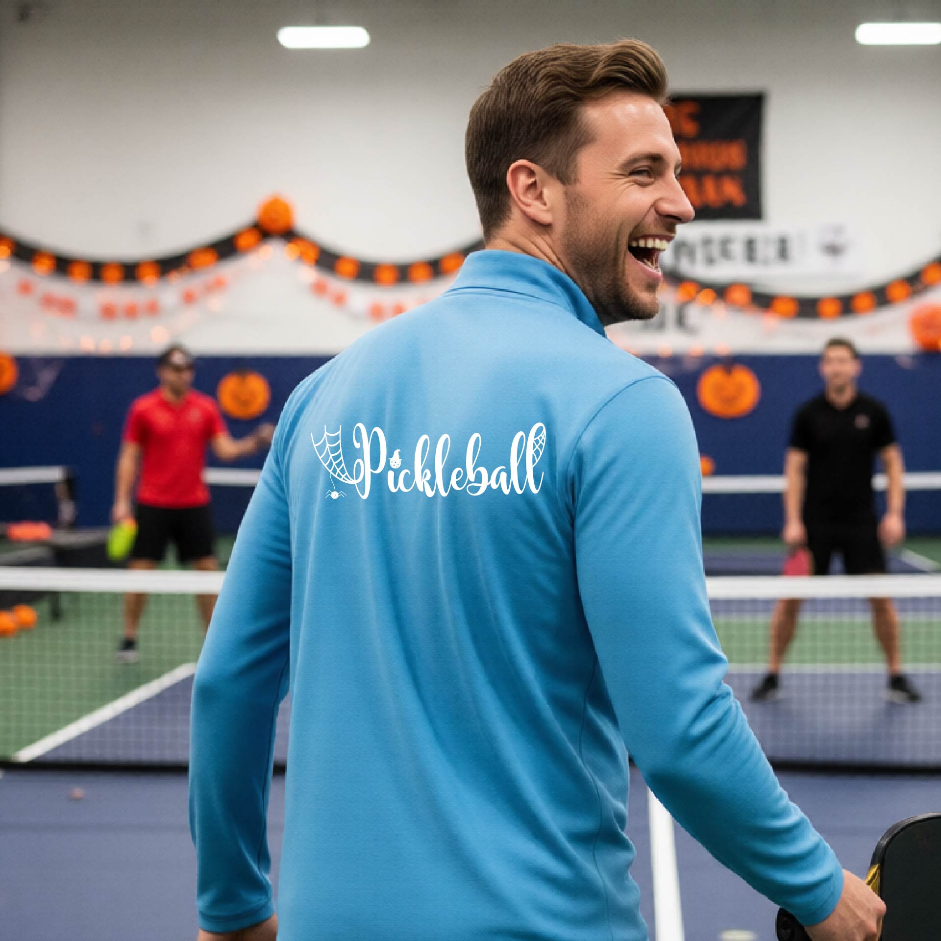 Mens Halloween Pickleball Quarter-Zip Shirt Funny Pickleball Performance Spooky Season Shirt Pickleball Gift