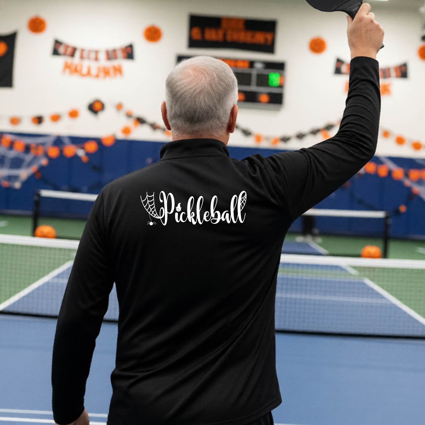 Mens Halloween Pickleball Quarter-Zip Shirt Funny Pickleball Performance Spooky Season Shirt Pickleball Gift