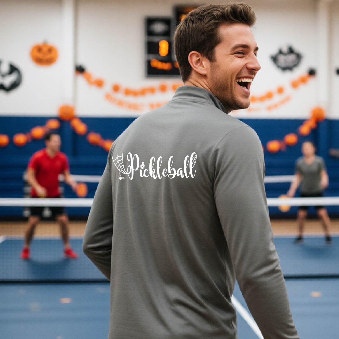 Mens Halloween Pickleball Quarter-Zip Shirt Funny Pickleball Performance Spooky Season Shirt Pickleball Gift