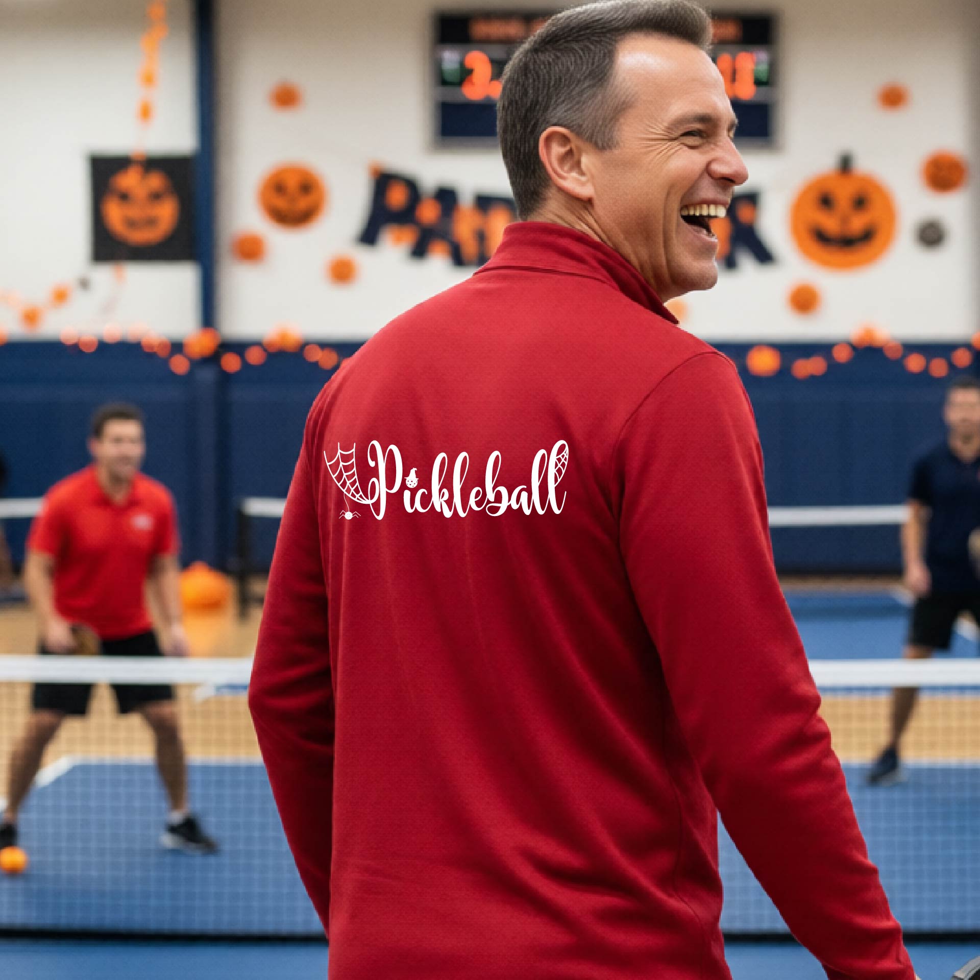 Mens Halloween Pickleball Quarter-Zip Shirt Funny Pickleball Performance Spooky Season Shirt Pickleball Gift