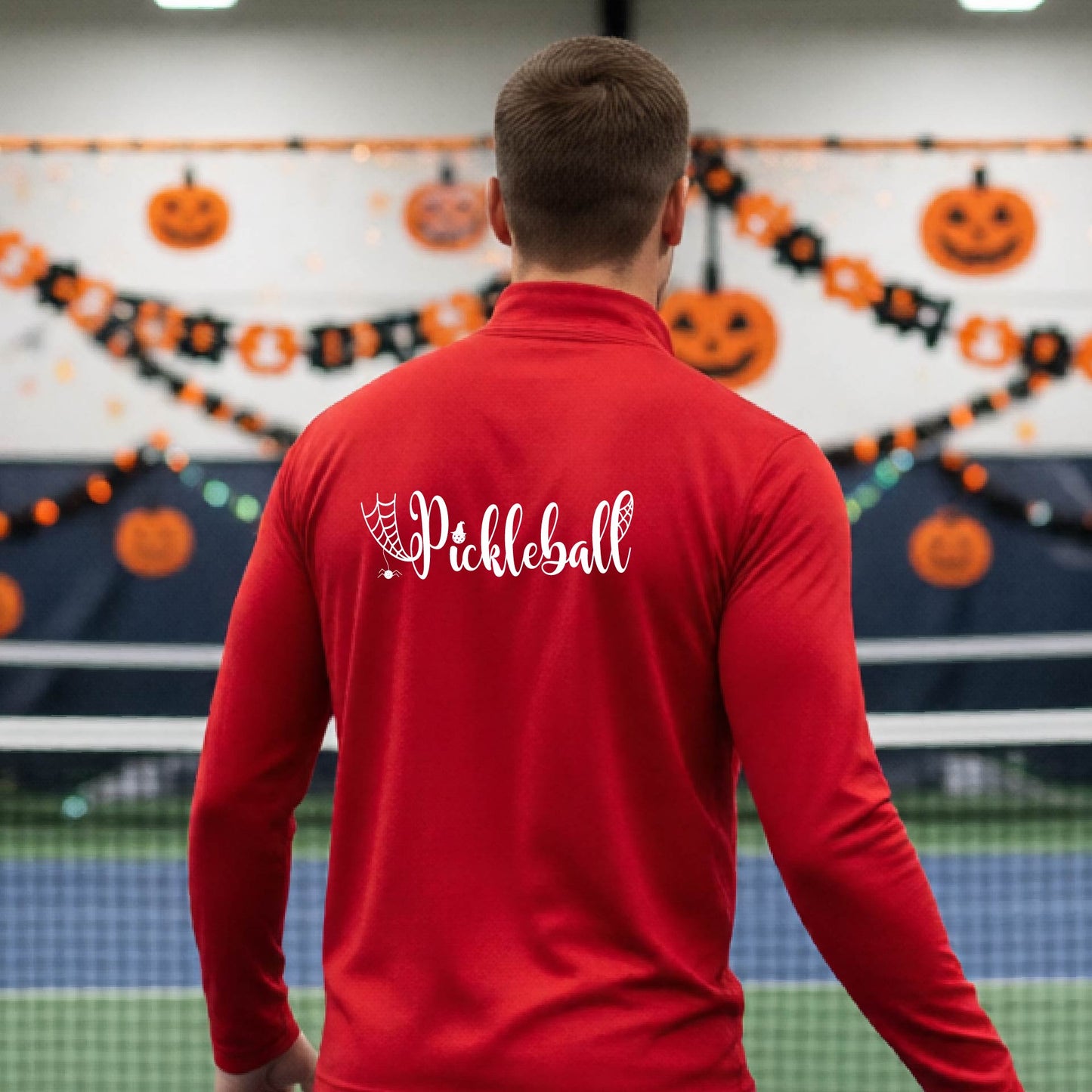 Mens Halloween Pickleball Quarter-Zip Shirt Funny Pickleball Performance Spooky Season Shirt Pickleball Gift