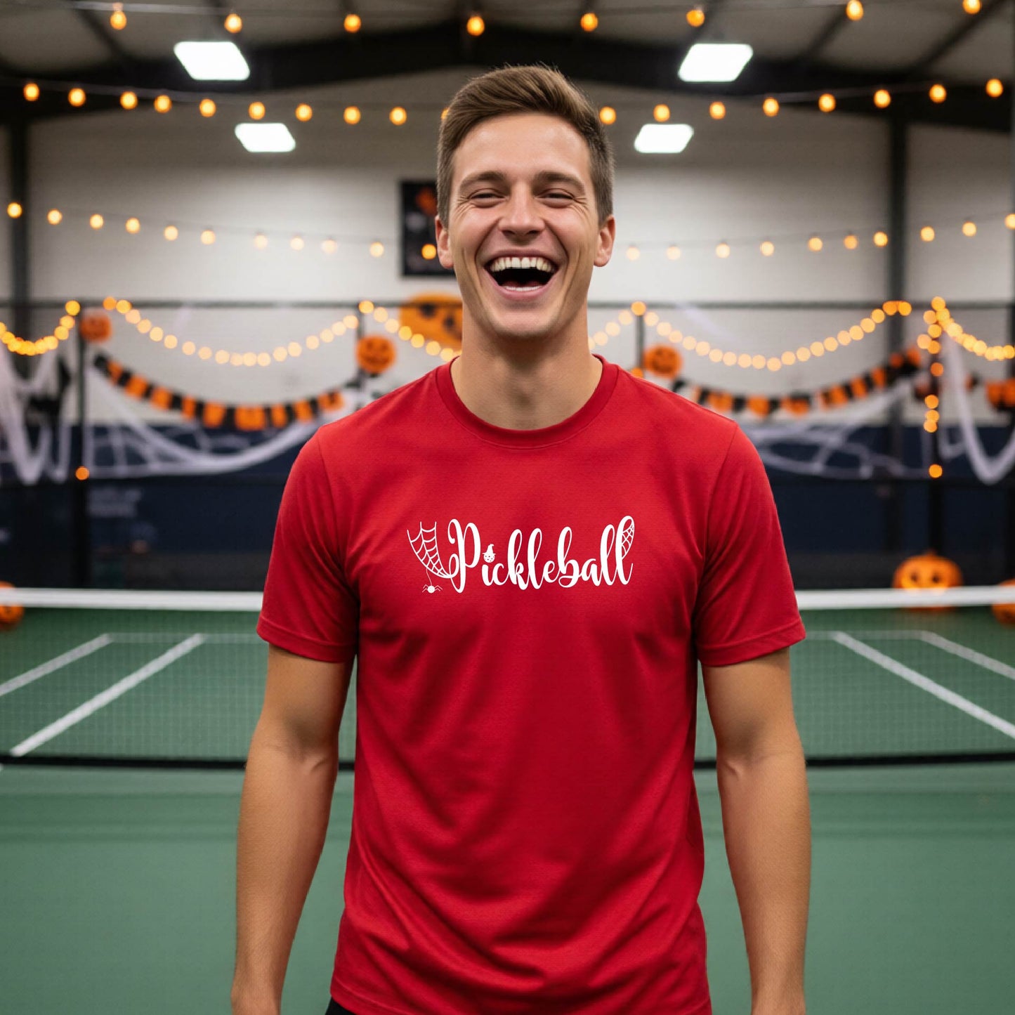 Halloween Mens Pickleball T-Shirt Funny Spooky Season Short-Sleeve Shirt Pickleball Performance Gift Halloween Apparel