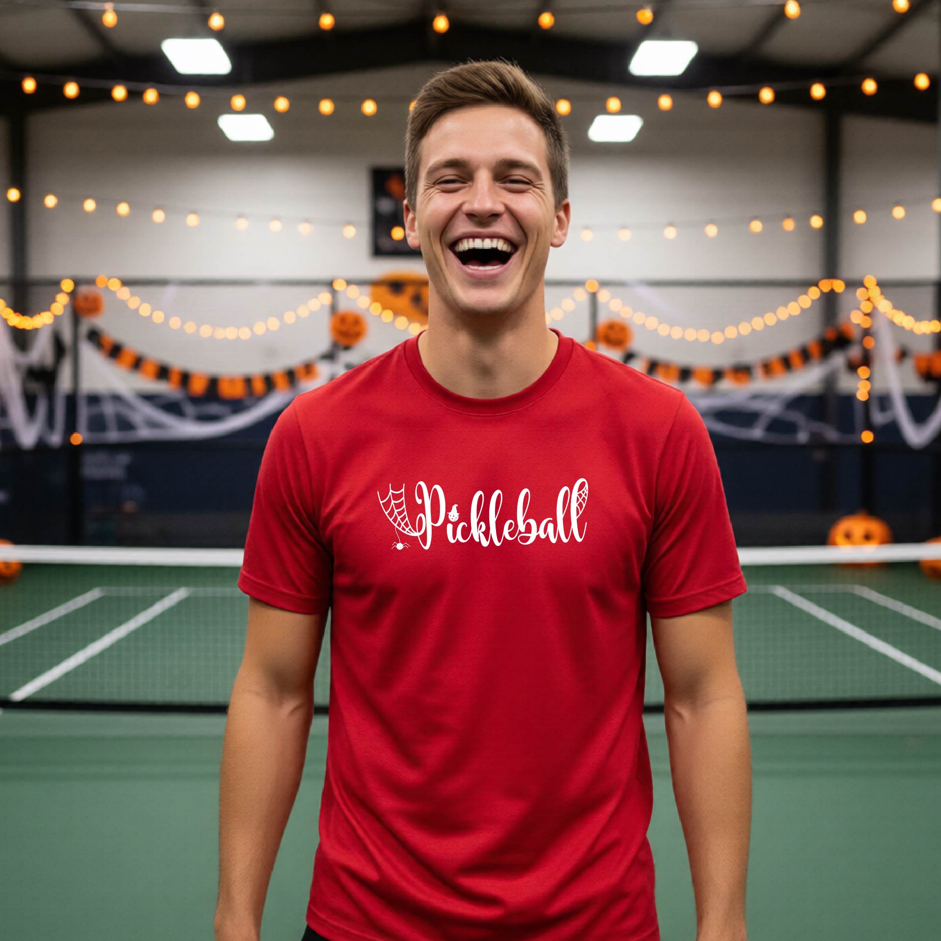 Halloween Mens Pickleball T-Shirt Funny Spooky Season Short-Sleeve Shirt Pickleball Performance Gift Halloween Apparel