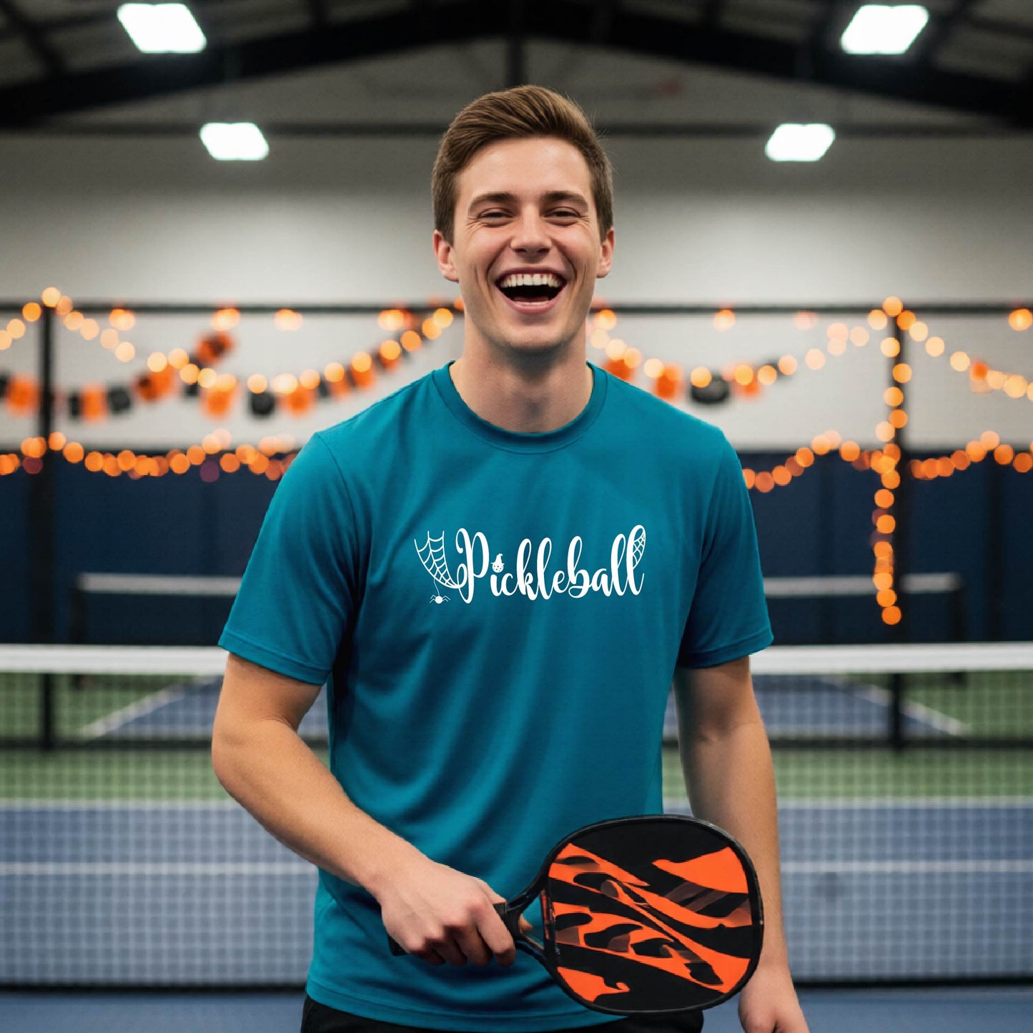 Halloween Mens Pickleball T-Shirt Funny Spooky Season Short-Sleeve Shirt Pickleball Performance Gift Halloween Apparel