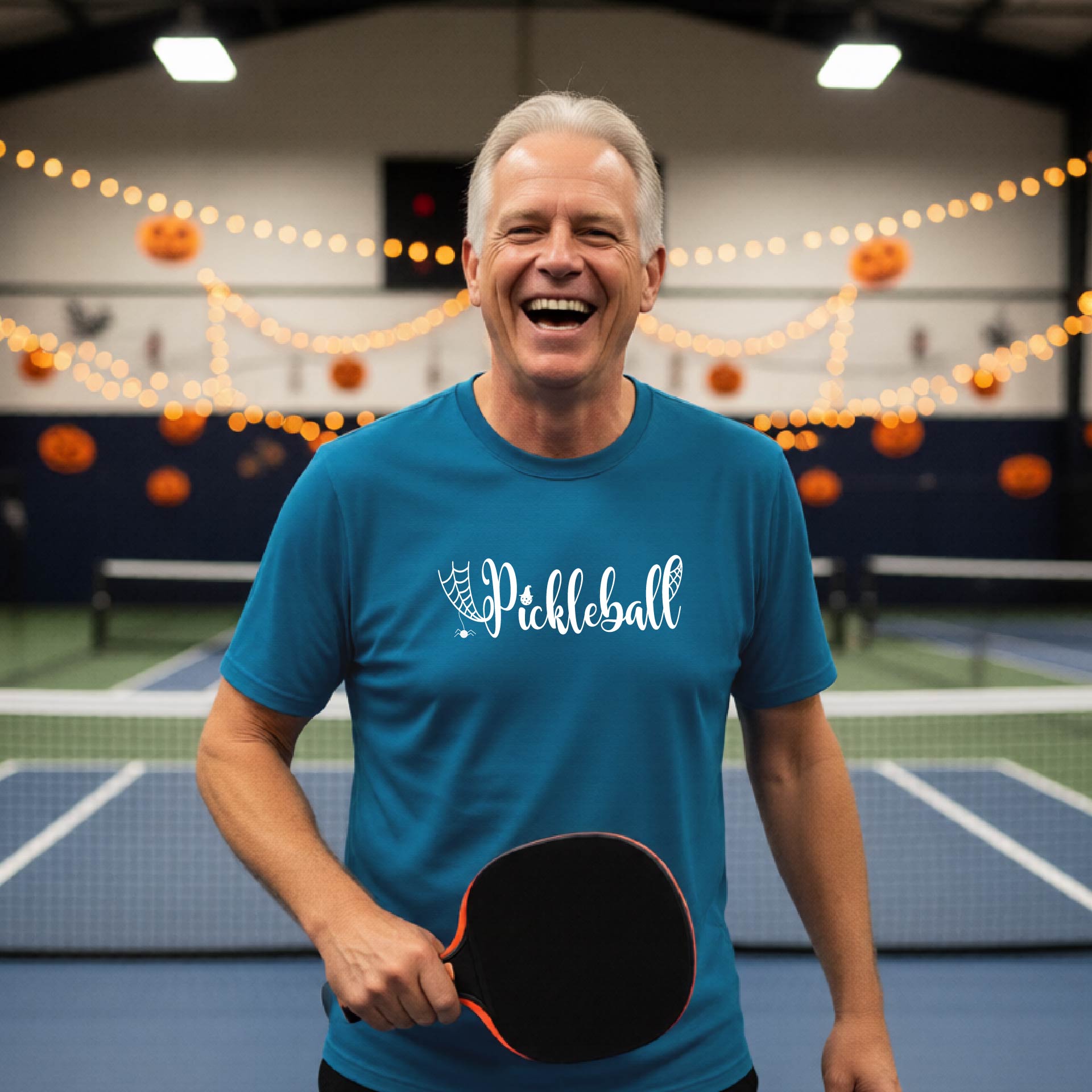 Halloween Mens Pickleball T-Shirt Funny Spooky Season Short-Sleeve Shirt Pickleball Performance Gift Halloween Apparel