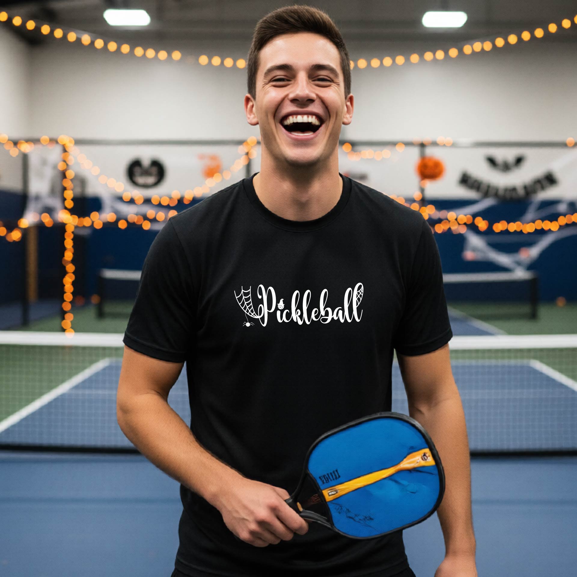 Halloween Mens Pickleball T-Shirt Funny Spooky Season Short-Sleeve Shirt Pickleball Performance Gift Halloween Apparel