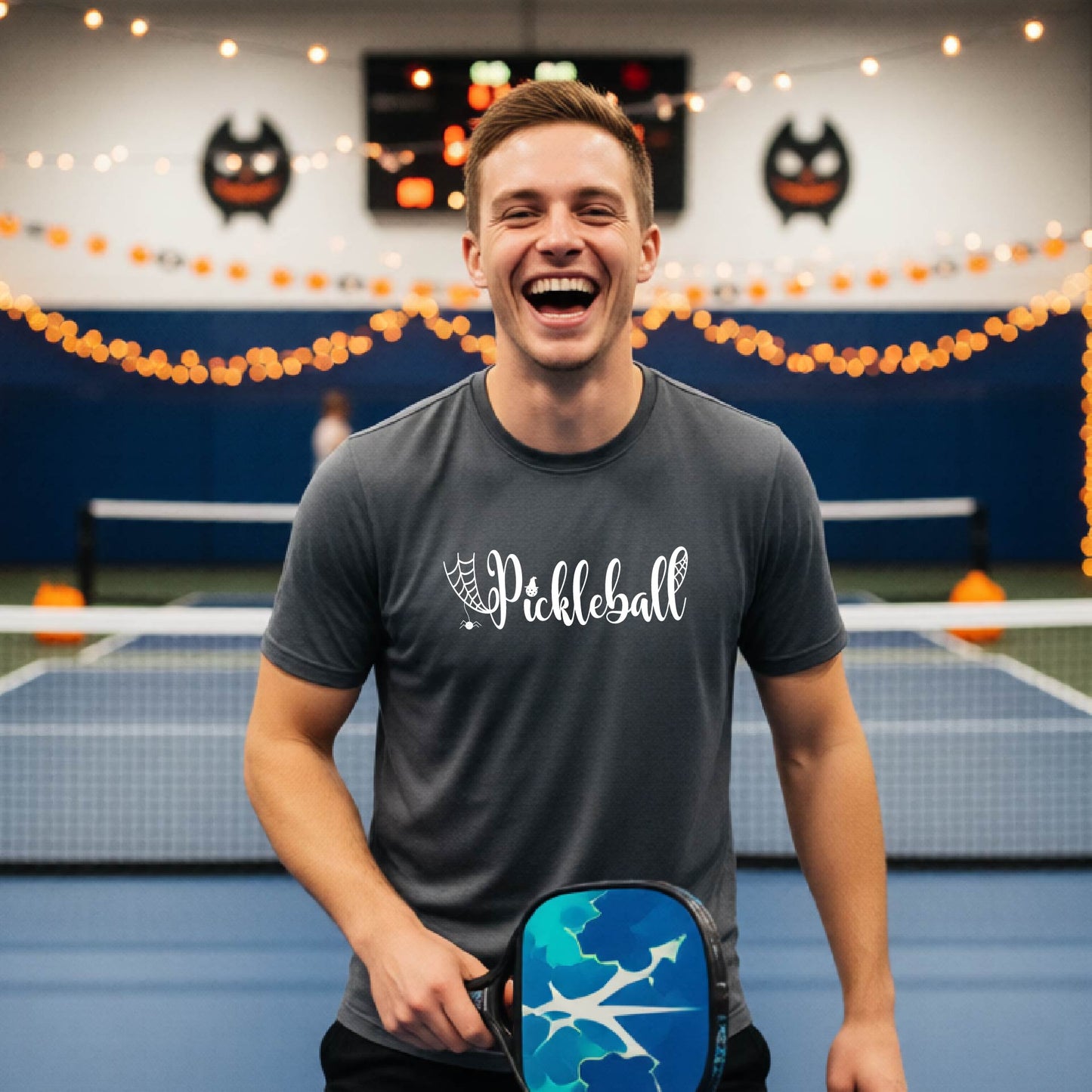 Halloween Mens Pickleball T-Shirt Funny Spooky Season Short-Sleeve Shirt Pickleball Performance Gift Halloween Apparel