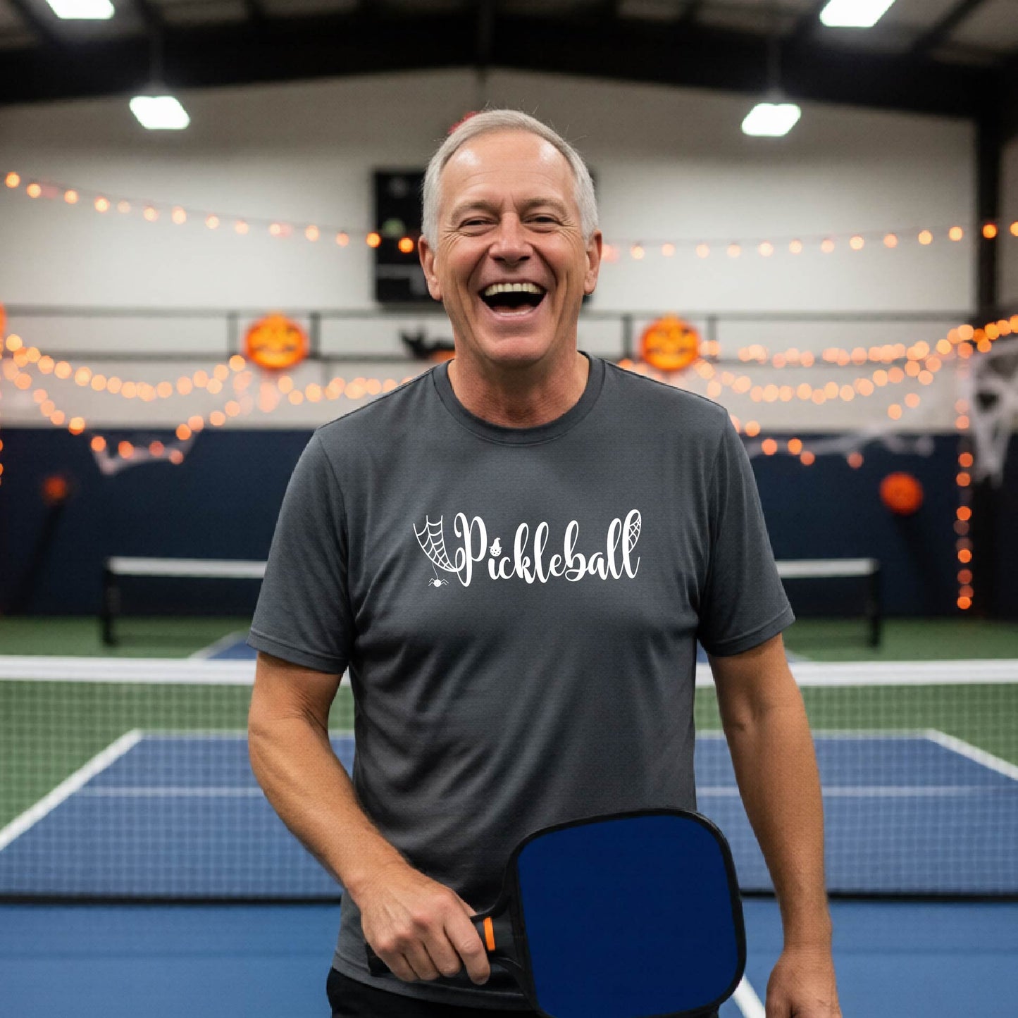 Halloween Mens Pickleball T-Shirt Funny Spooky Season Short-Sleeve Shirt Pickleball Performance Gift Halloween Apparel