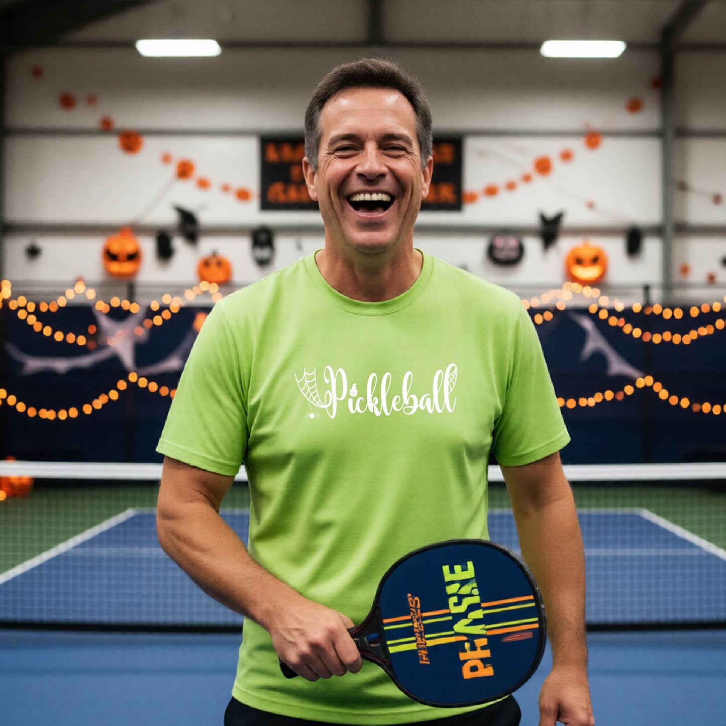Halloween Mens Pickleball T-Shirt Funny Spooky Season Short-Sleeve Shirt Pickleball Performance Gift Halloween Apparel