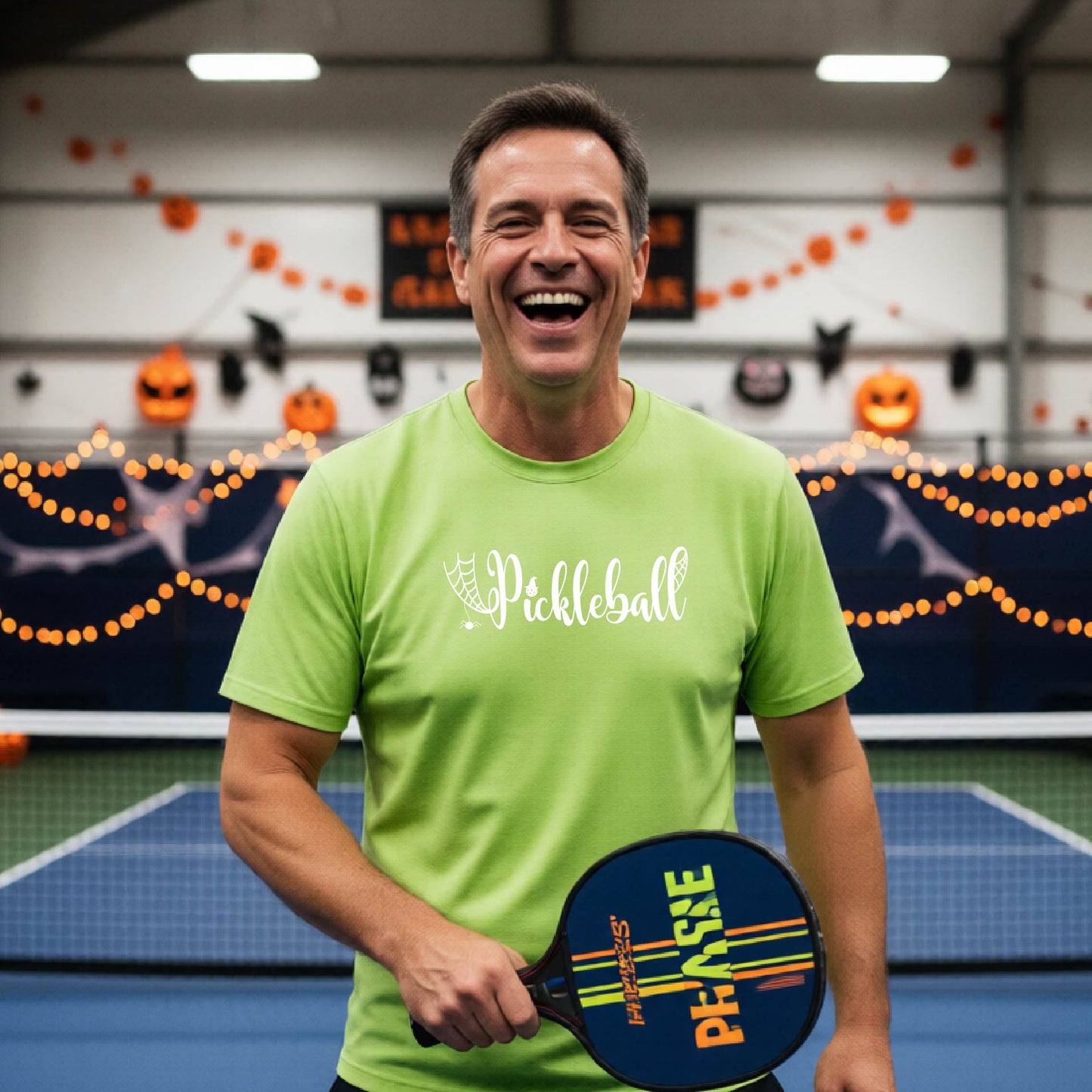 Halloween Mens Pickleball T-Shirt Funny Spooky Season Short-Sleeve Shirt Pickleball Performance Gift Halloween Apparel