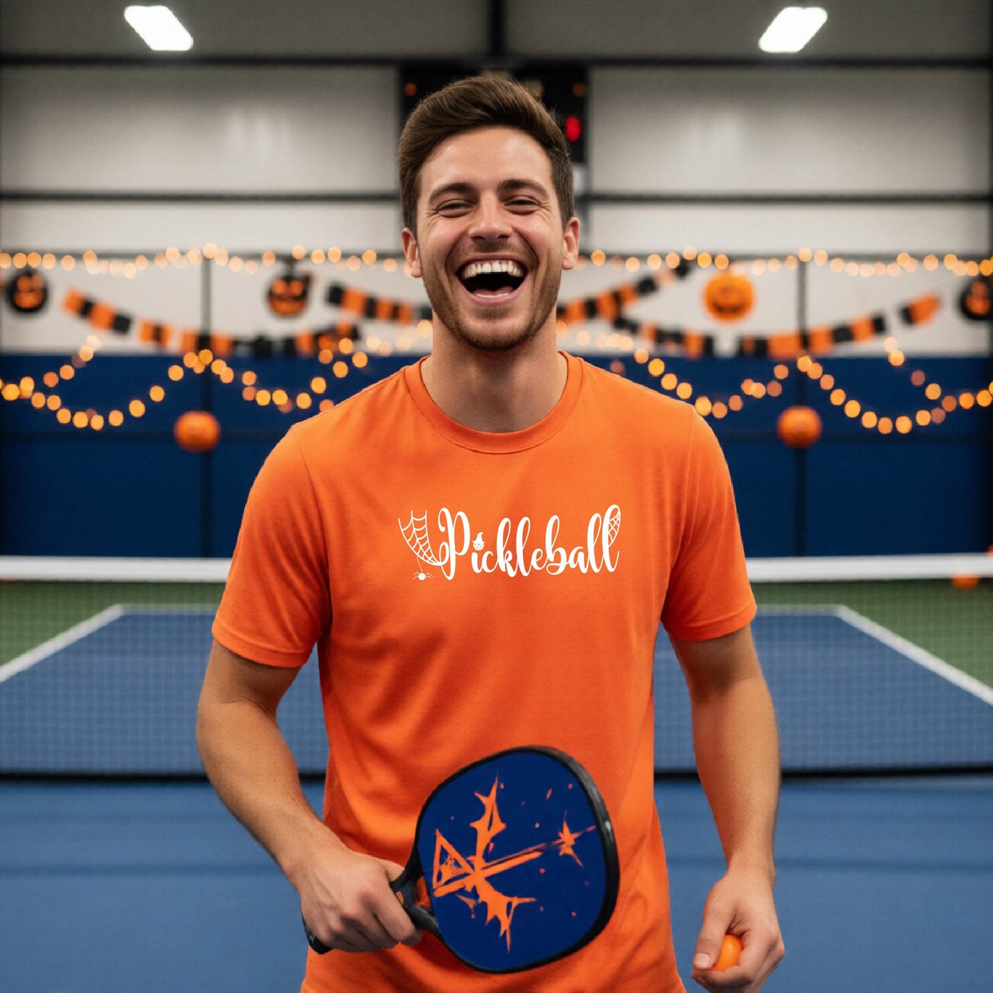Halloween Mens Pickleball T-Shirt Funny Spooky Season Short-Sleeve Shirt Pickleball Performance Gift Halloween Apparel