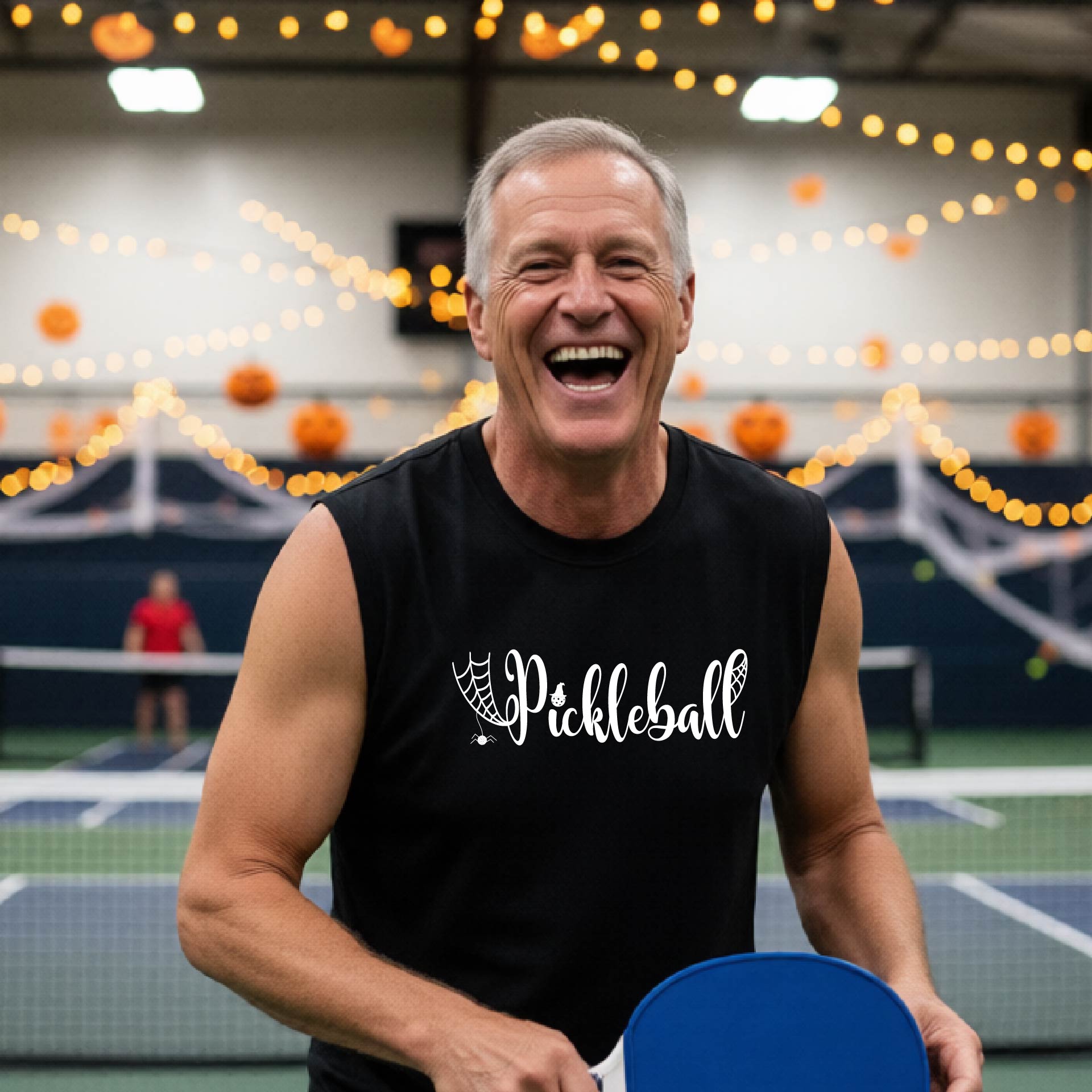 Pickleball Mens Halloween Shirt Funny Moisture-Wicking Sleeveless T-Shirt Spooky Season Pickleball Apparel Gift for Players