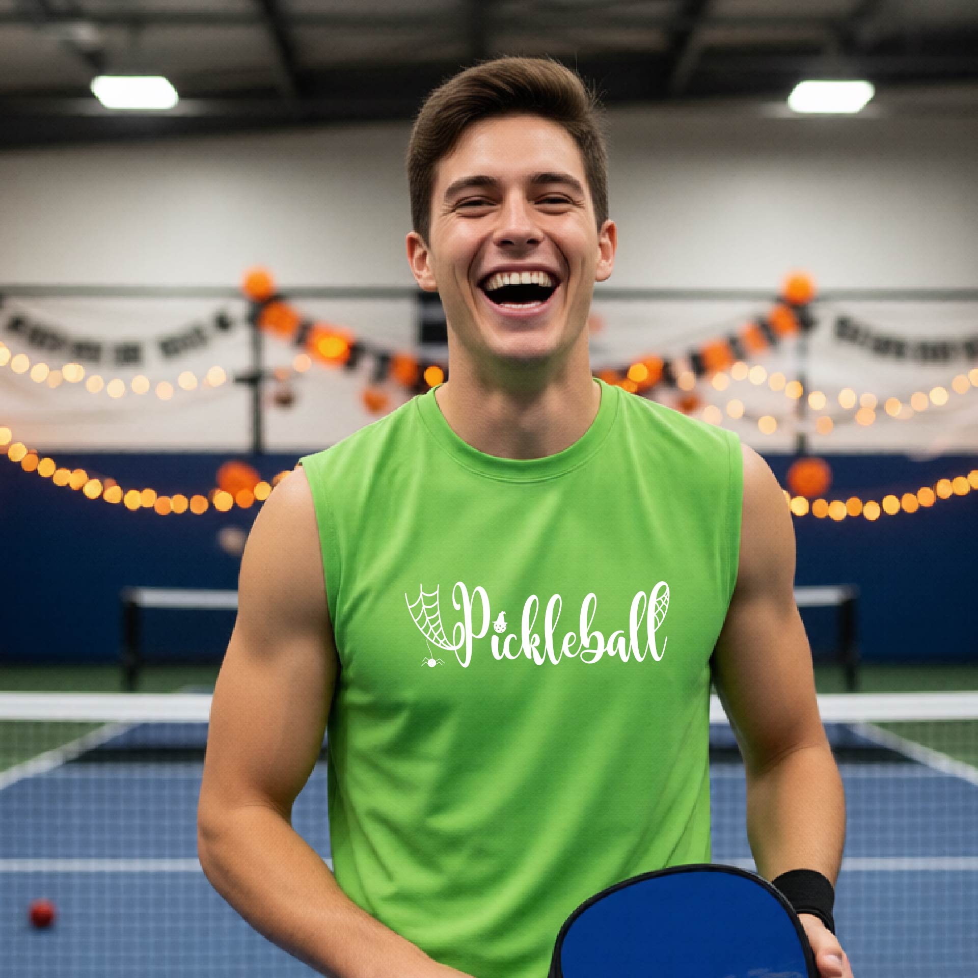 Pickleball Mens Halloween Shirt Funny Moisture-Wicking Sleeveless T-Shirt Spooky Season Pickleball Apparel Gift for Players