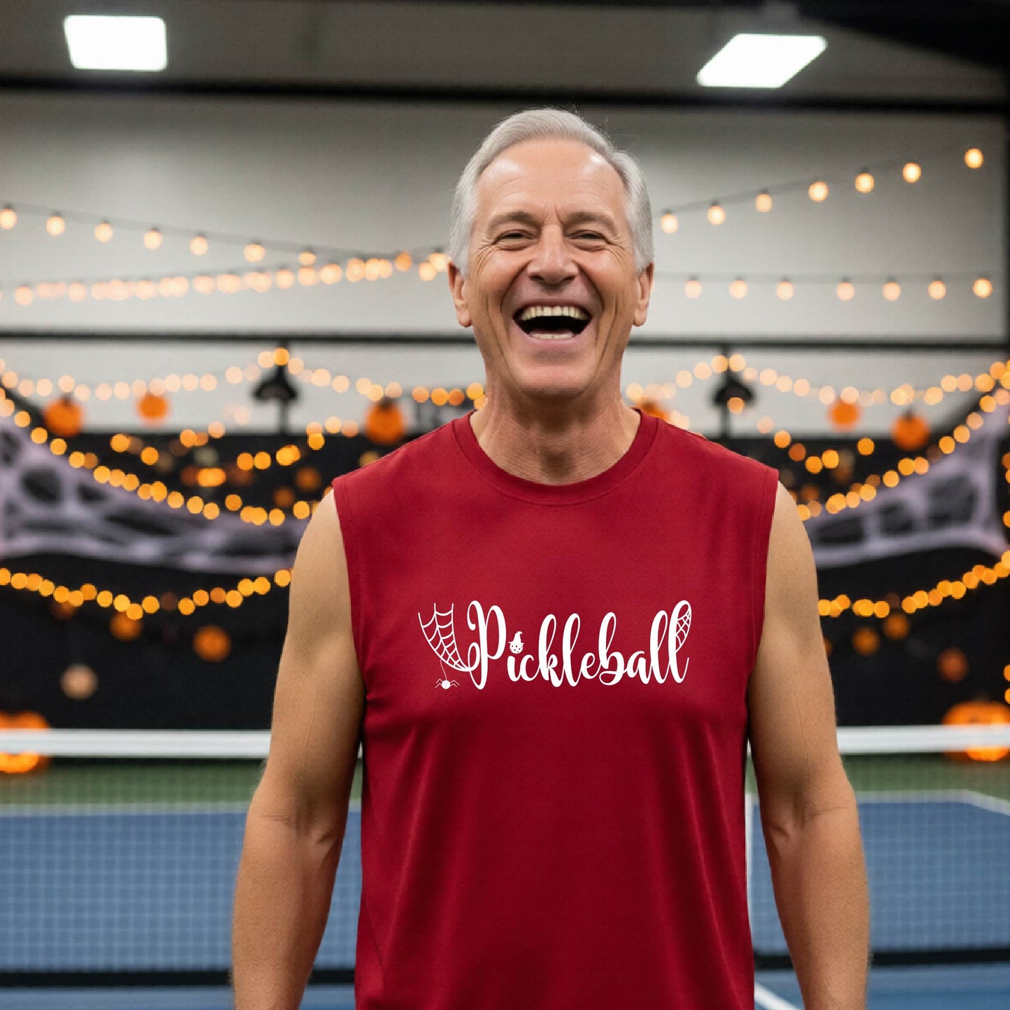 Pickleball Mens Halloween Shirt Funny Moisture-Wicking Sleeveless T-Shirt Spooky Season Pickleball Apparel Gift for Players