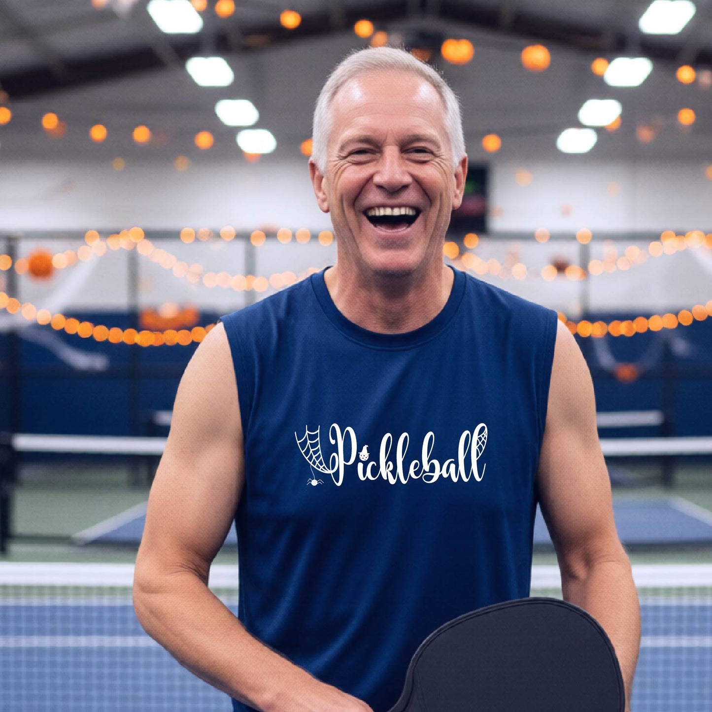 Pickleball Mens Halloween Shirt Funny Moisture-Wicking Sleeveless T-Shirt Spooky Season Pickleball Apparel Gift for Players