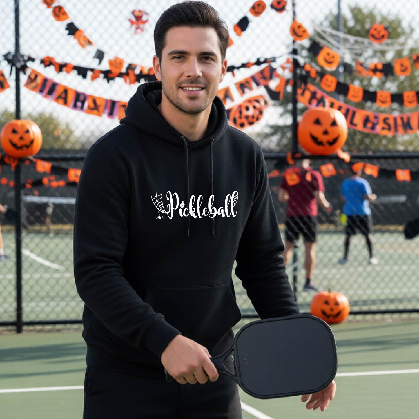 Halloween Unisex Pickleball Hoodie Funny Spooky Season Sweatshirt Pickleball Pullover Apparel