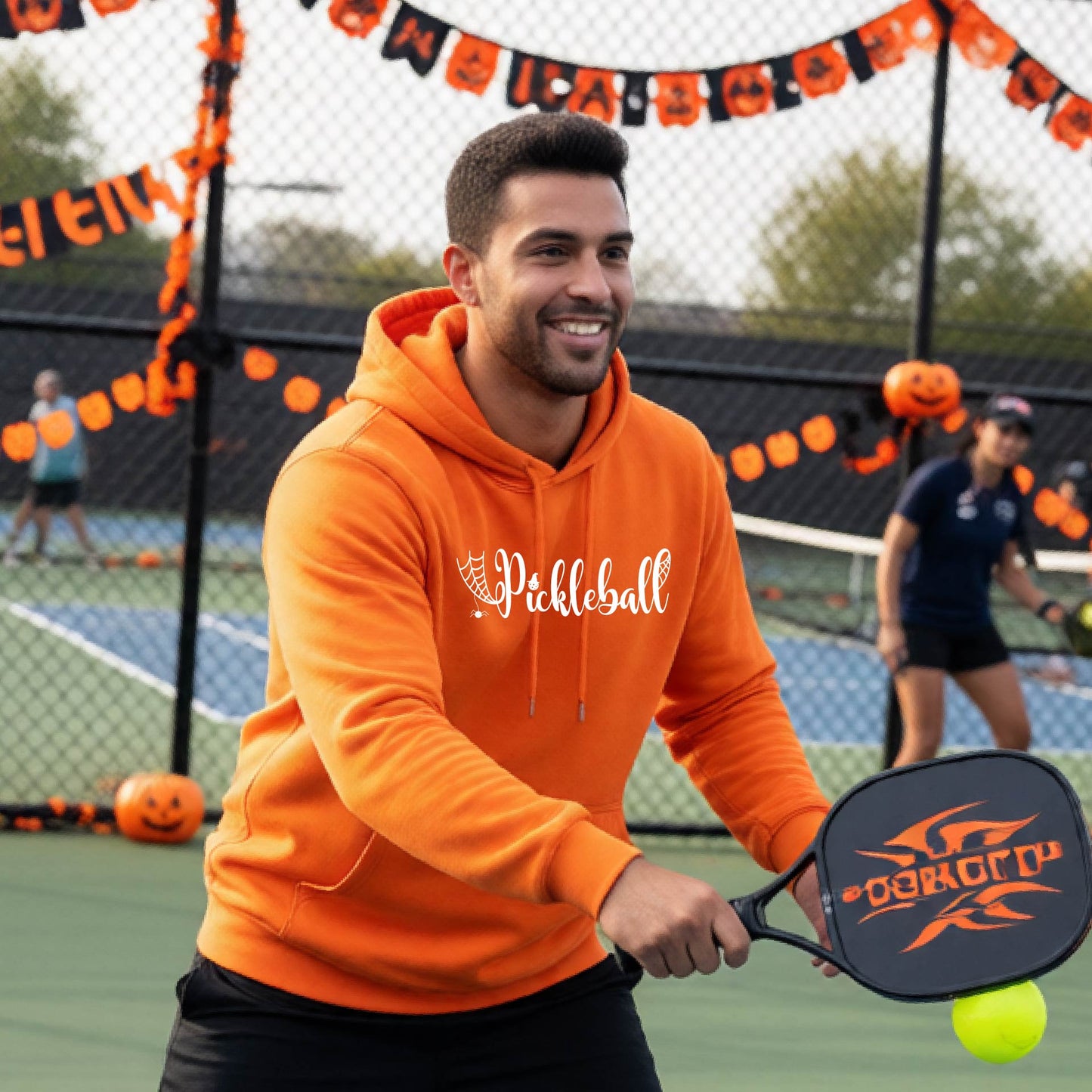 Halloween Unisex Pickleball Hoodie Funny Spooky Season Sweatshirt Pickleball Pullover Apparel