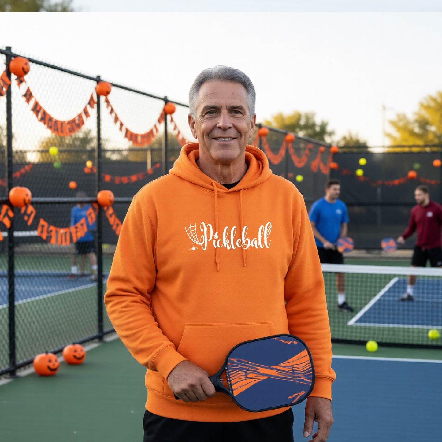 Halloween Unisex Pickleball Hoodie Funny Spooky Season Sweatshirt Pickleball Pullover Apparel