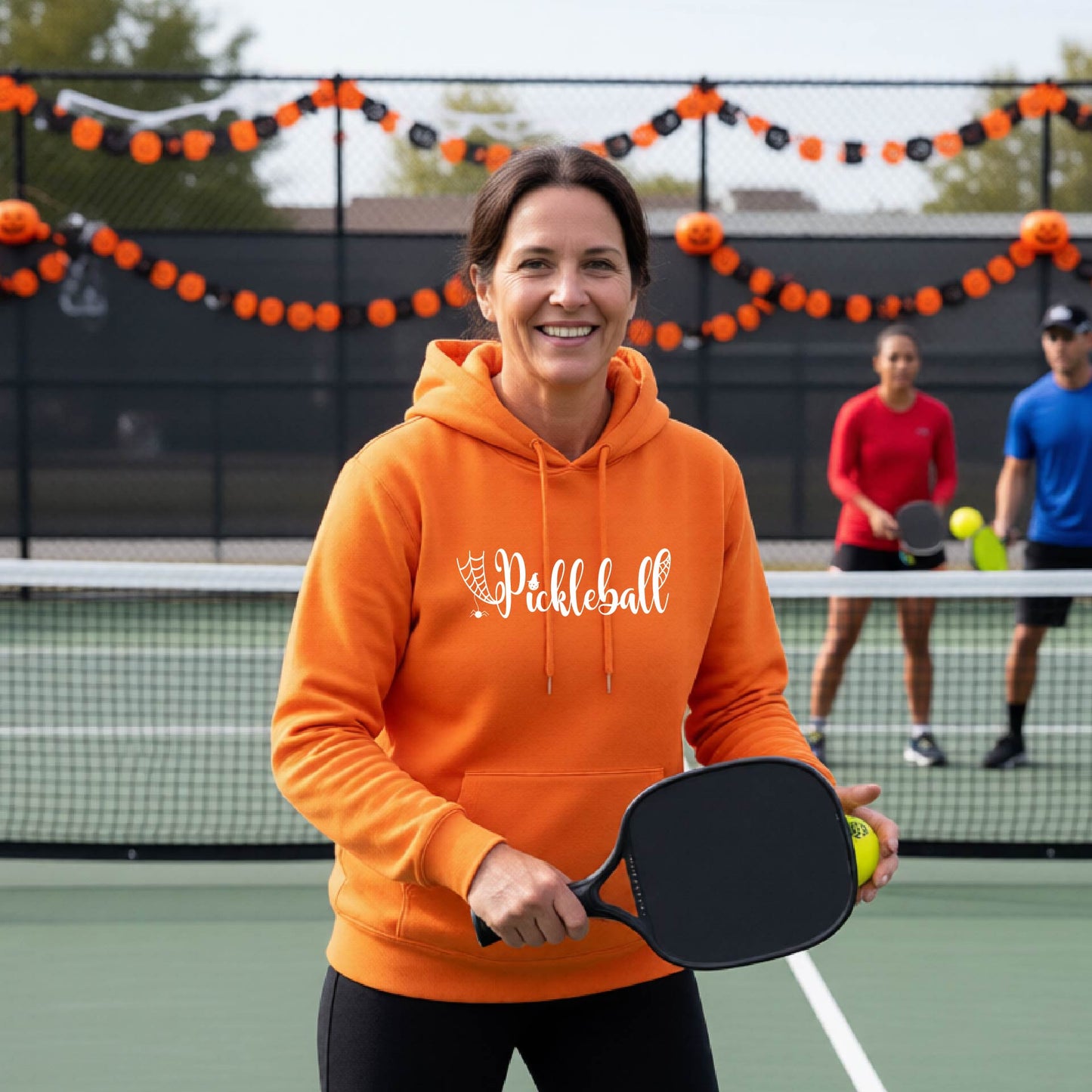 Halloween Unisex Pickleball Hoodie Funny Spooky Season Sweatshirt Pickleball Pullover Apparel