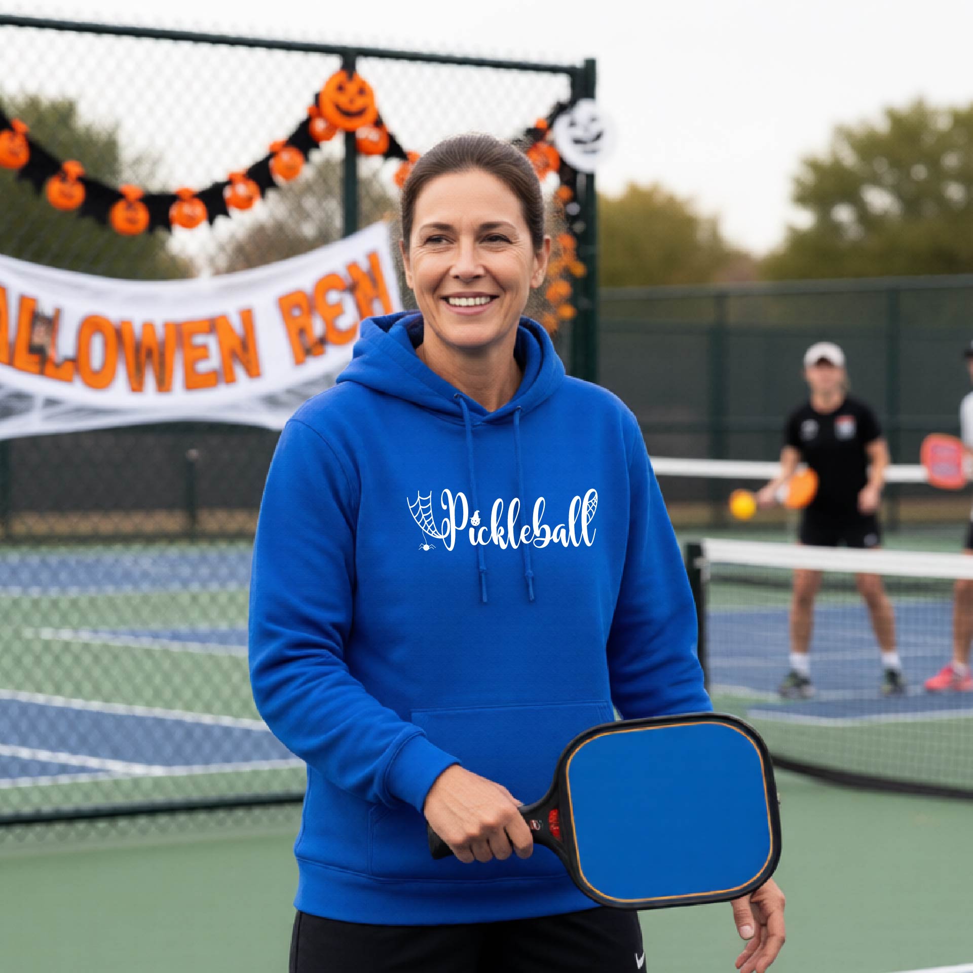 Halloween Unisex Pickleball Hoodie Funny Spooky Season Sweatshirt Pickleball Pullover Apparel